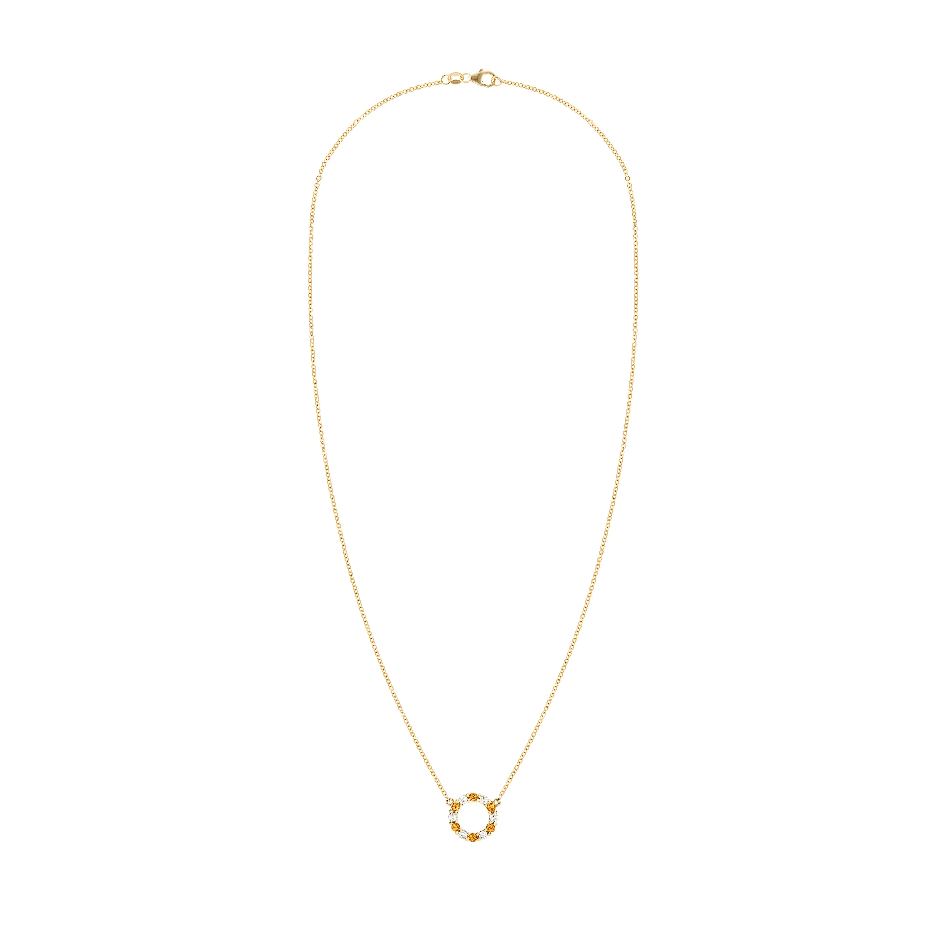 Rosecliff Small Circle Diamond & Citrine Necklace in 14k Gold (November) sold by Haverhill product image thumbnail 5
