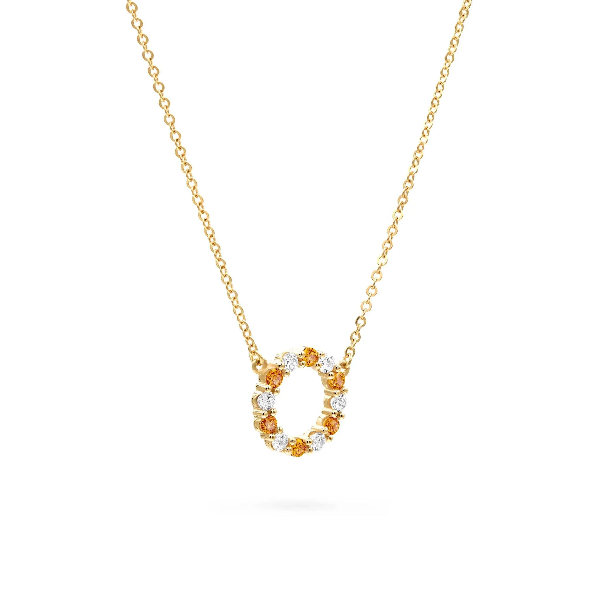Rosecliff Small Circle Diamond & Citrine Necklace in 14k Gold (November) sold by Haverhill product image thumbnail 4
