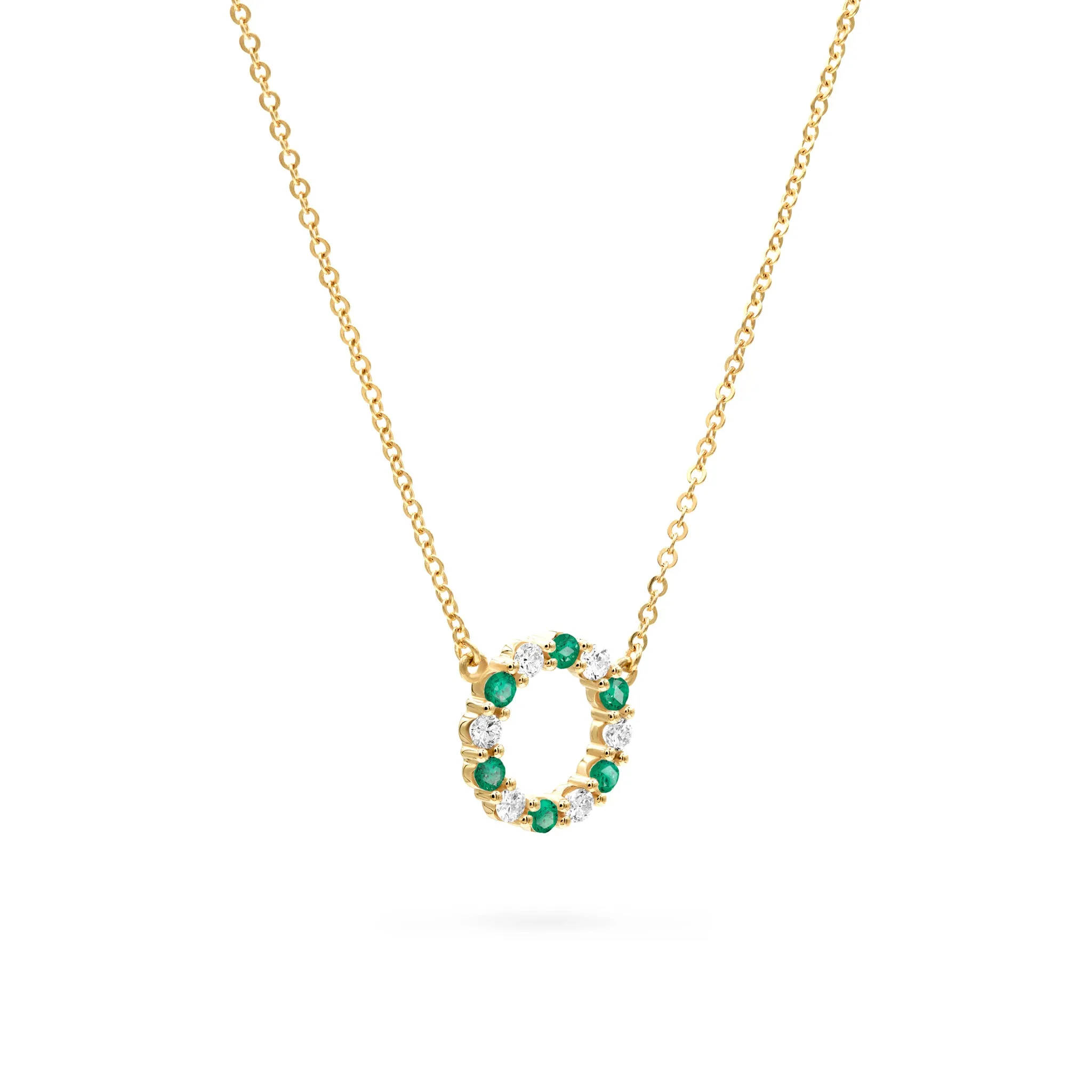 Rosecliff Small Circle Diamond & Emerald Necklace in 14k Gold (May) sold by Haverhill product image thumbnail 4