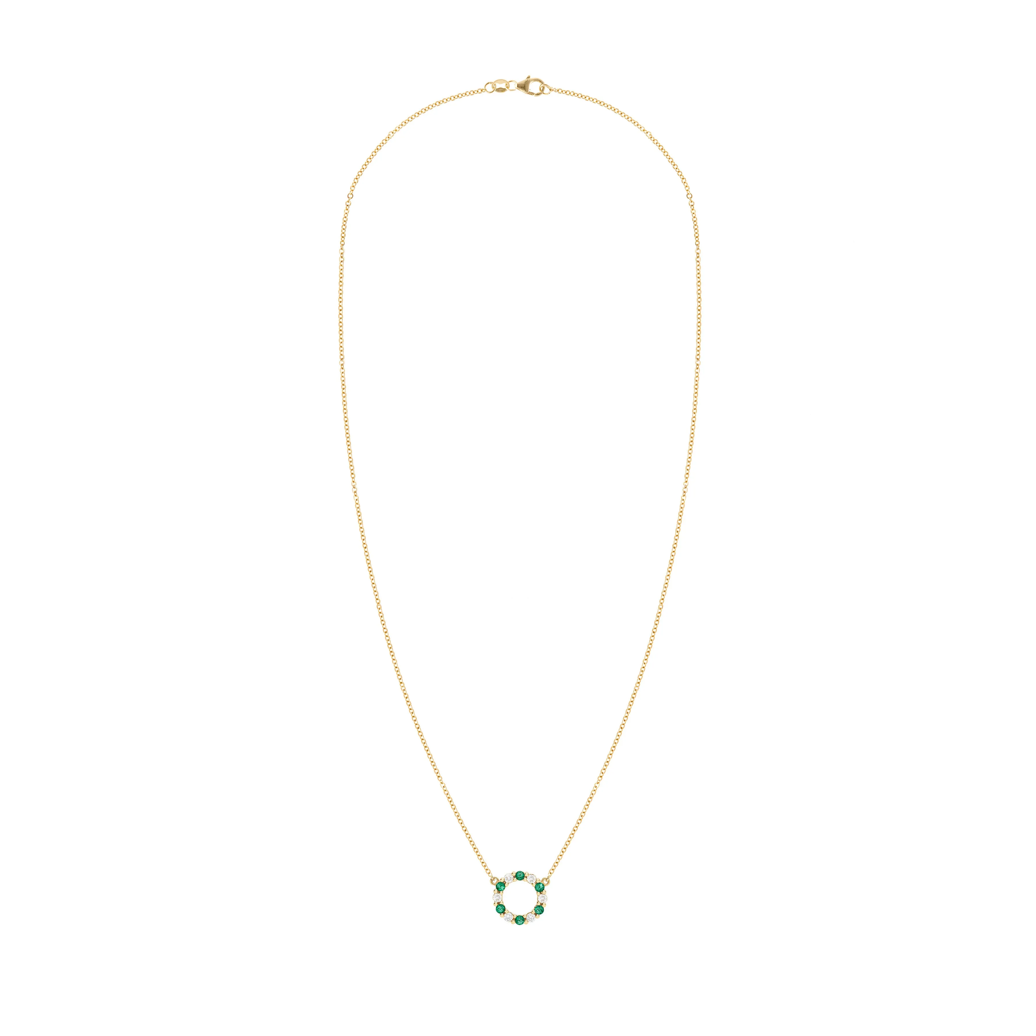 Rosecliff Small Circle Diamond & Emerald Necklace in 14k Gold (May) sold by Haverhill product image thumbnail 5