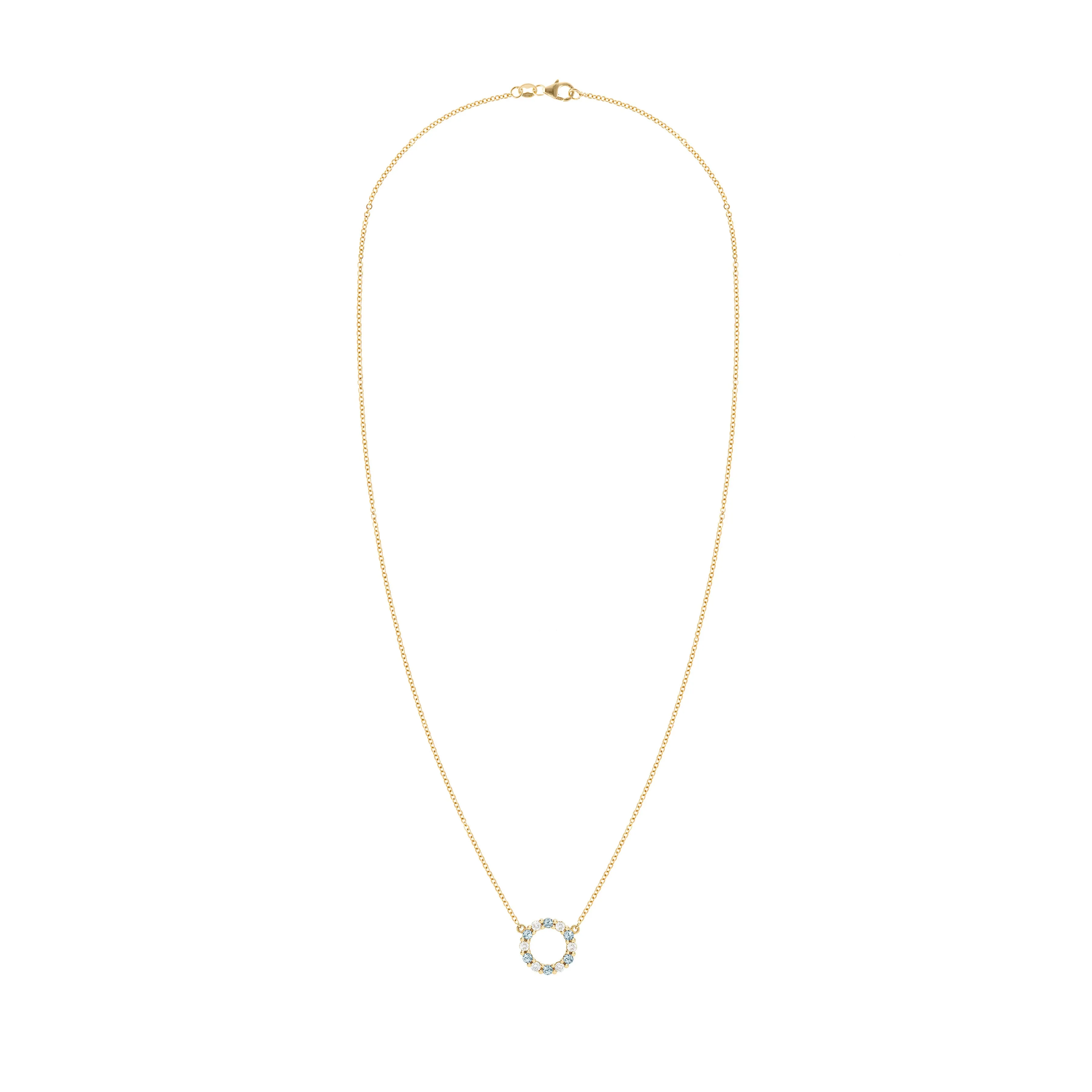 Rosecliff Small Circle Diamond & Nantucket Blue Topaz Necklace in 14k Gold (December) sold by Haverhill product image thumbnail 5