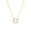 Rosecliff Small Circle Diamond & Nantucket Blue Topaz Necklace in 14k Gold (December) sold by Haverhill