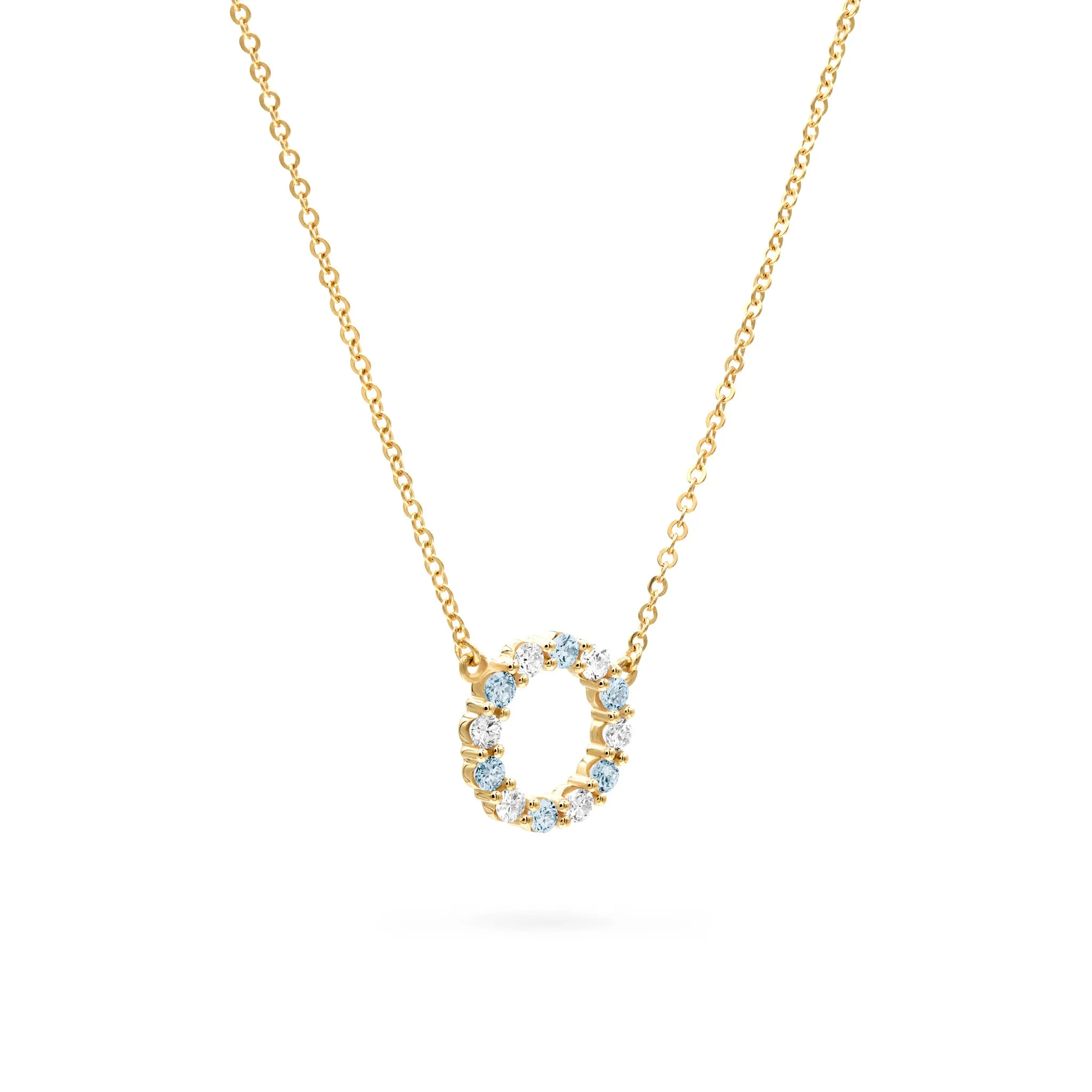 Rosecliff Small Circle Diamond & Nantucket Blue Topaz Necklace in 14k Gold (December) sold by Haverhill product image thumbnail 4