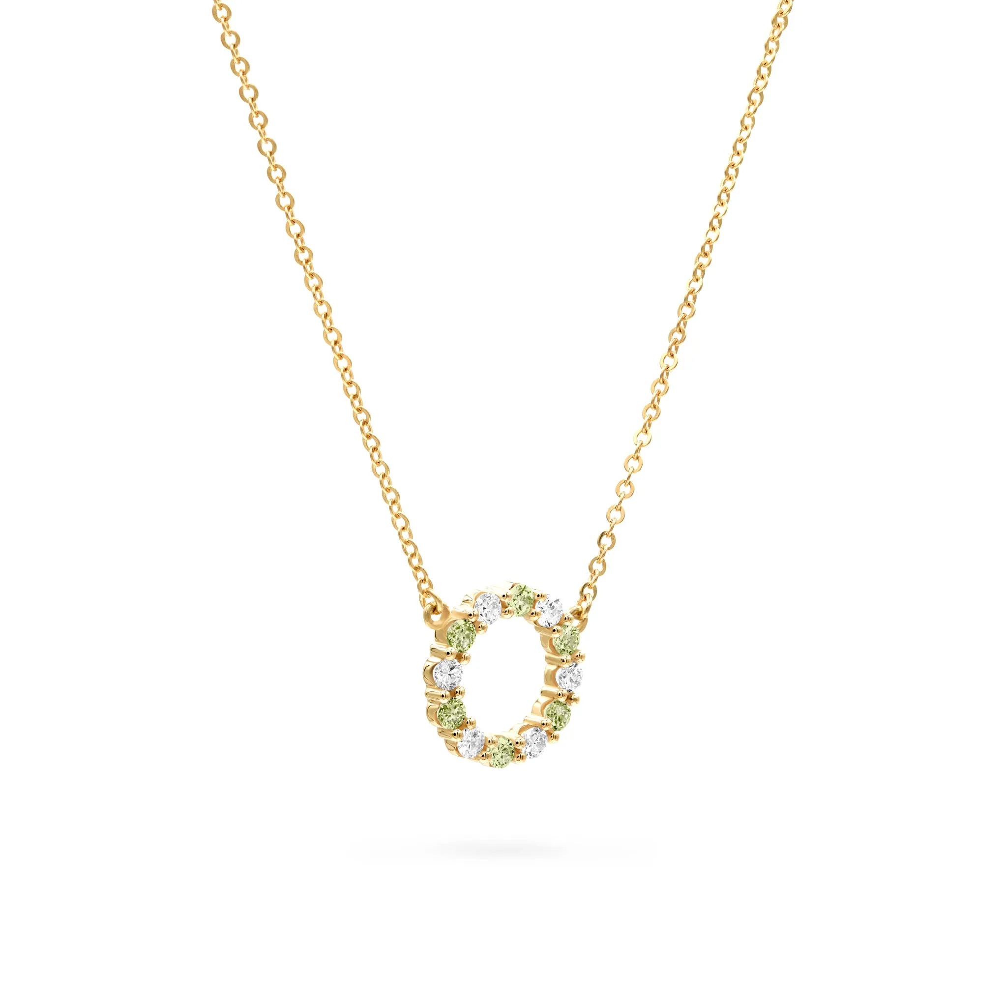 Rosecliff Small Circle Diamond & Peridot Necklace in 14k Gold (August) sold by Haverhill product image thumbnail 4