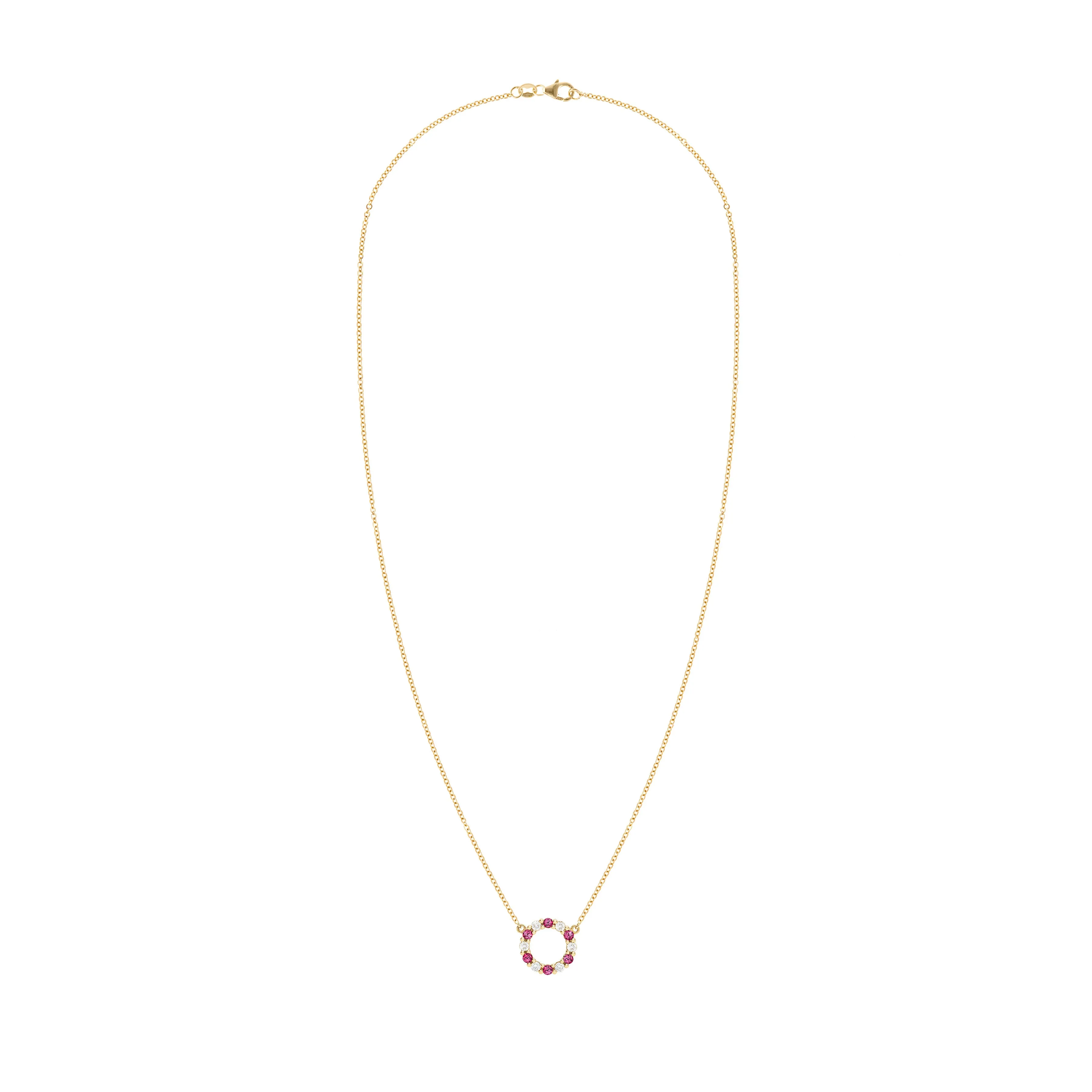 Rosecliff Small Circle Diamond & Ruby Necklace in 14k Gold (July) sold by Haverhill product image thumbnail 5
