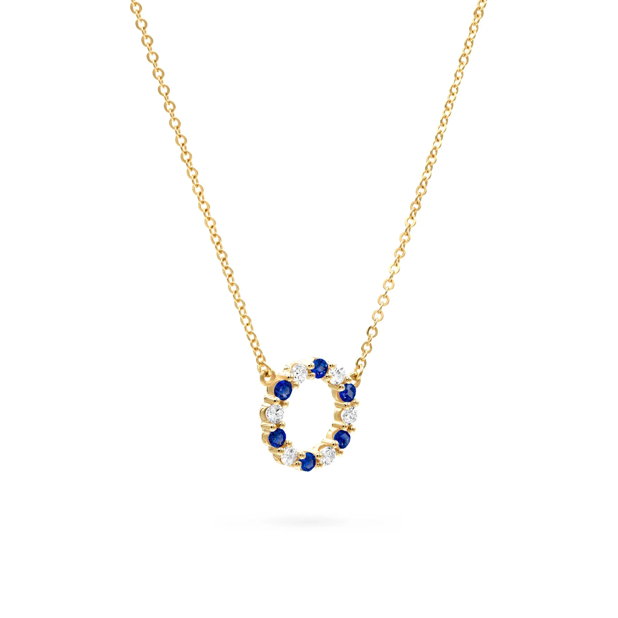 Rosecliff Small Circle Diamond & Sapphire Necklace in 14k Gold (September) sold by Haverhill product image thumbnail 4