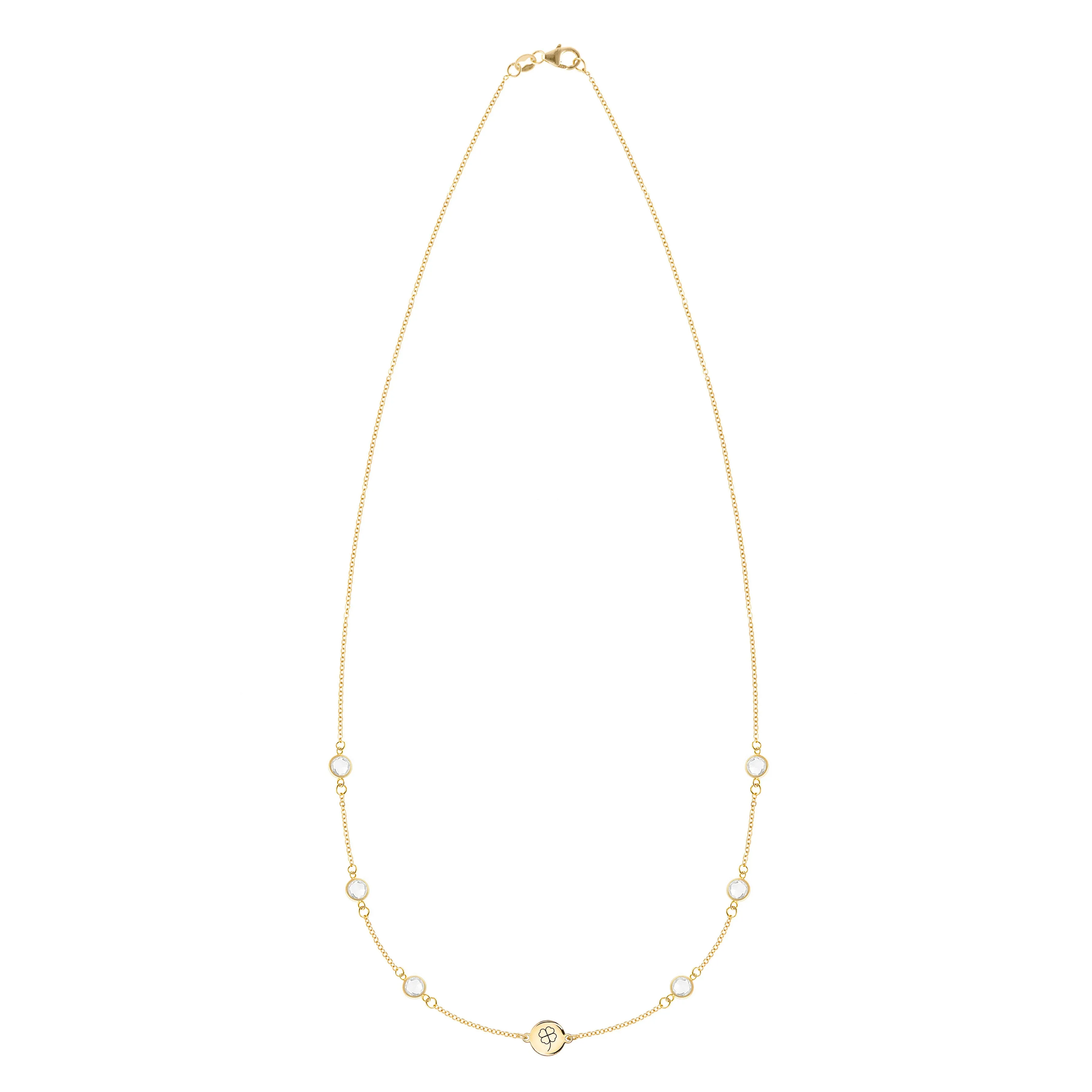 Clover Disc & Petite 6 Birthstone Necklace in 14k Gold sold by Haverhill product image thumbnail 4