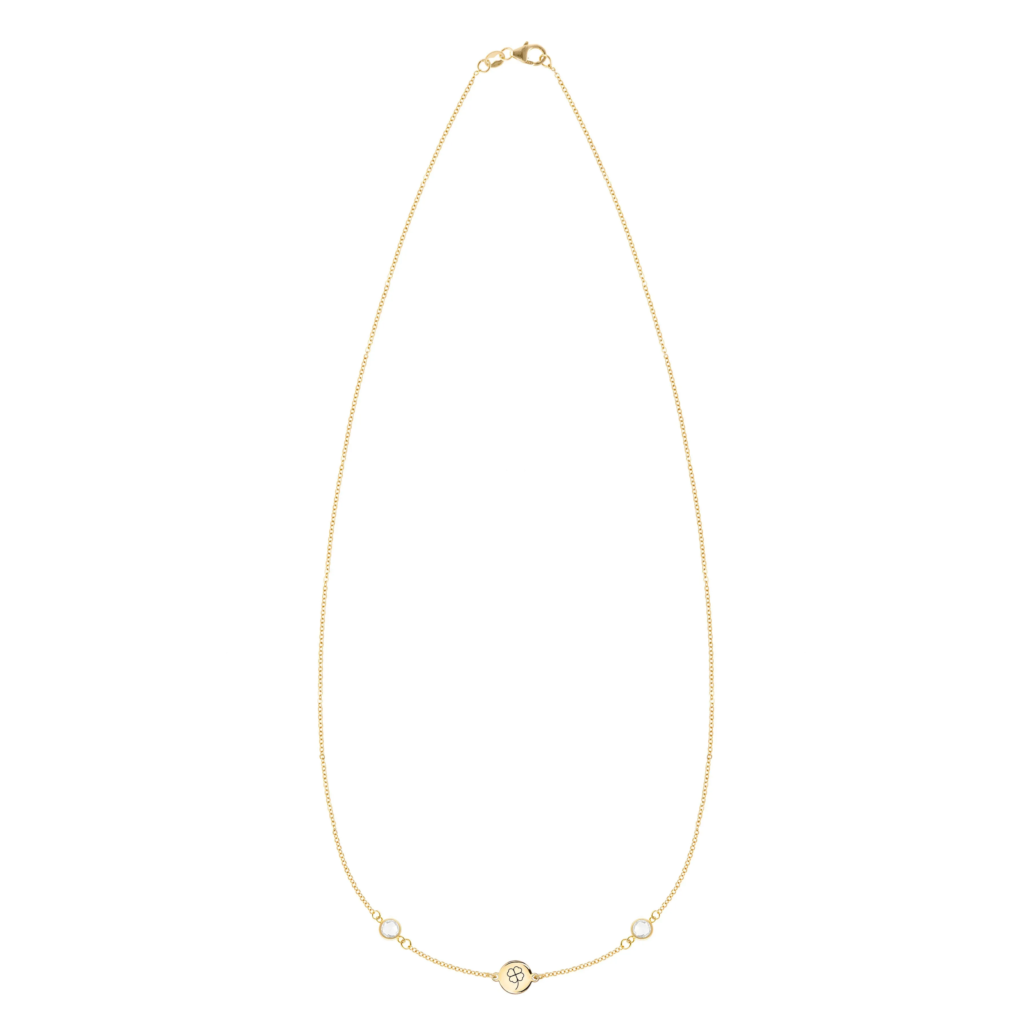 Clover Disc & Petite 2 Birthstone Necklace in 14k Gold sold by Haverhill product image thumbnail 4