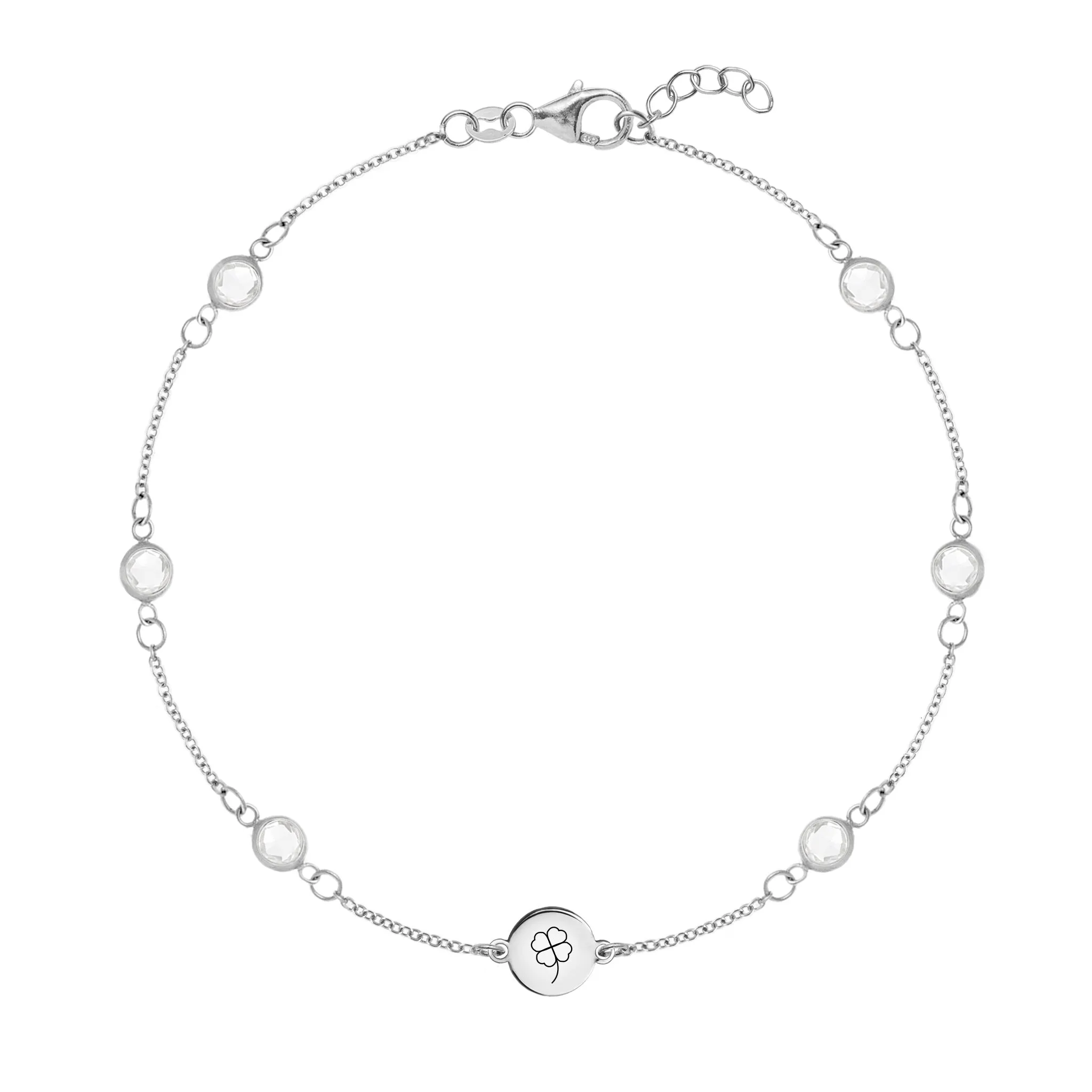 Clover Disc & Petite 6 Birthstone Bracelet in 14k Gold sold by Haverhill product image thumbnail 5