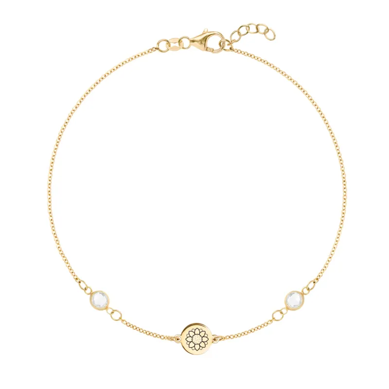 Solidarity Disc & Petite 2 Birthstone Bracelet in 14k Gold sold by Haverhill
