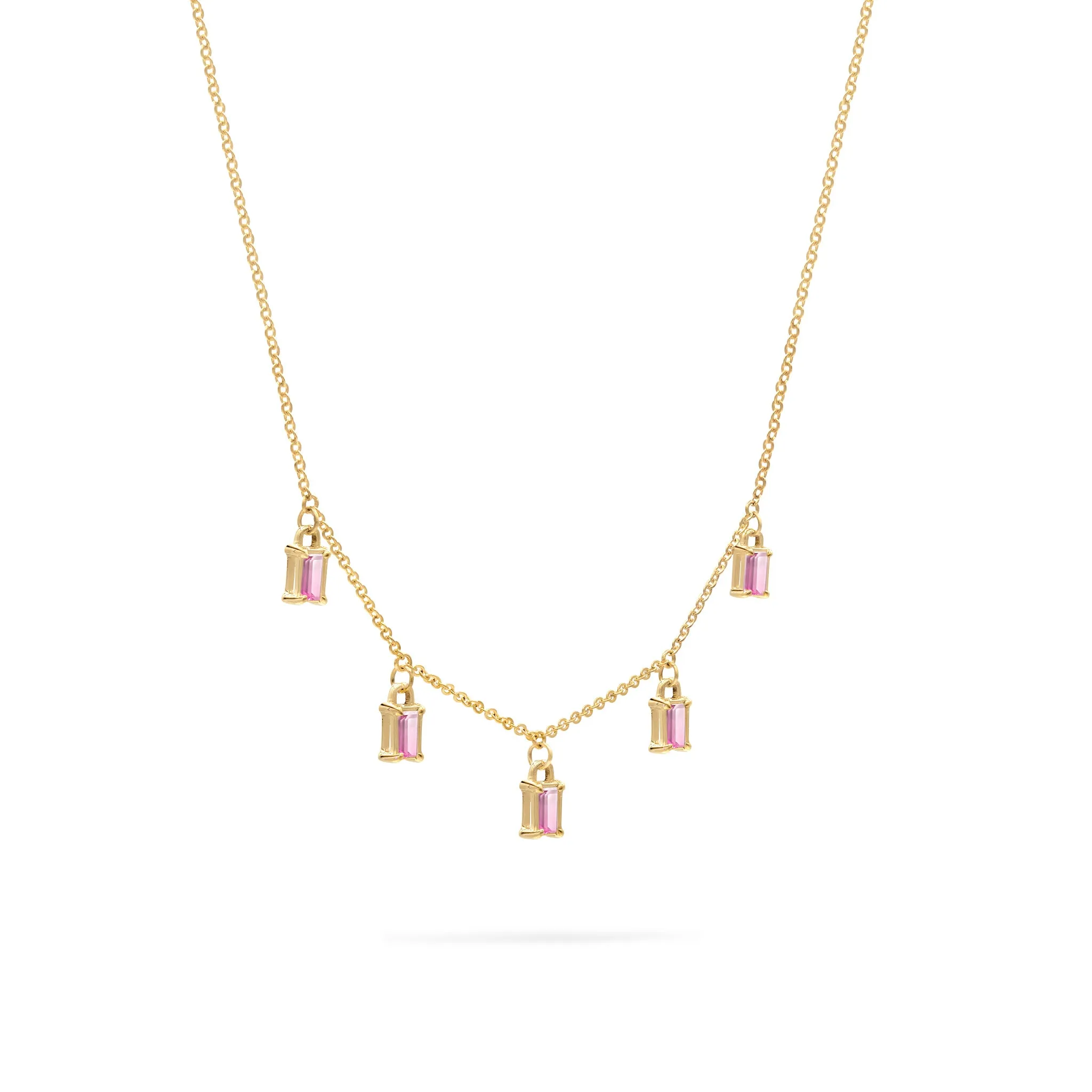 Providence 5 Pink Sapphire Drop Necklace in 14k Gold (October) sold by Haverhill product image thumbnail 4