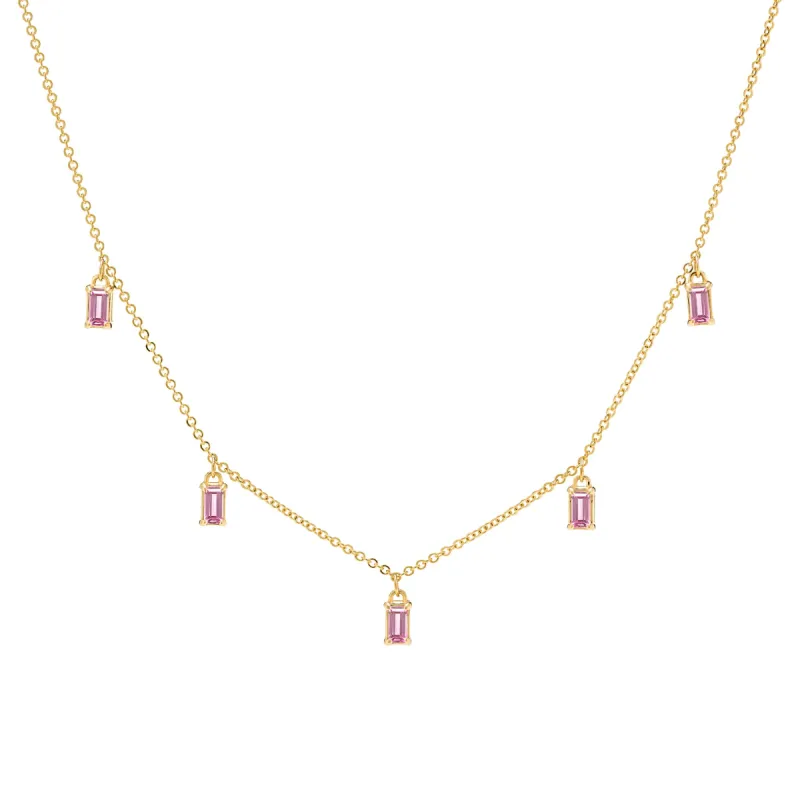 Providence 5 Pink Sapphire Drop Necklace in 14k Gold (October) sold by Haverhill