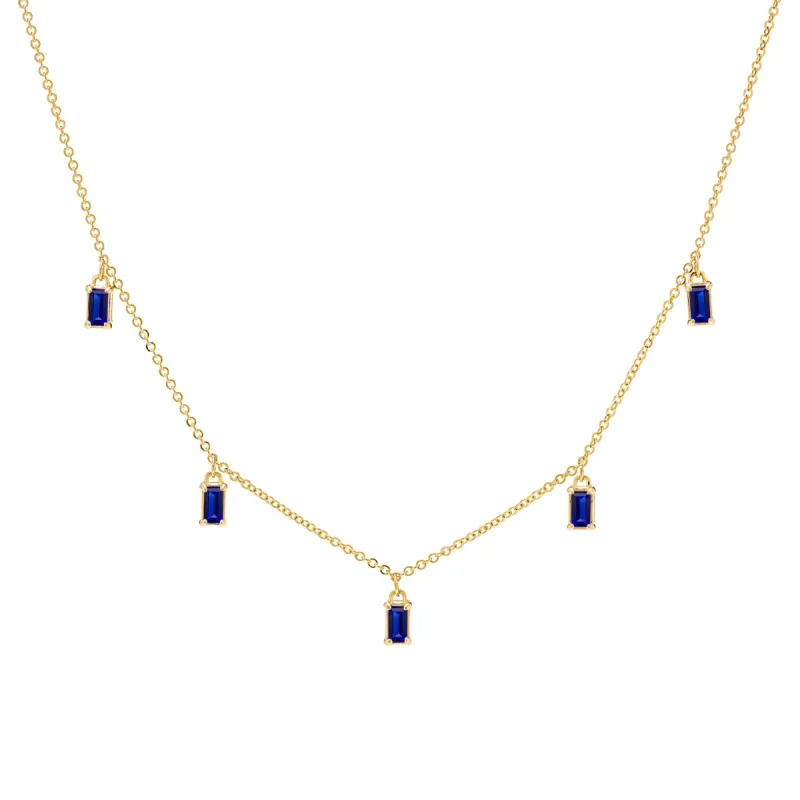 Providence 5 Sapphire Drop Necklace in 14k Gold (September) sold by Haverhill