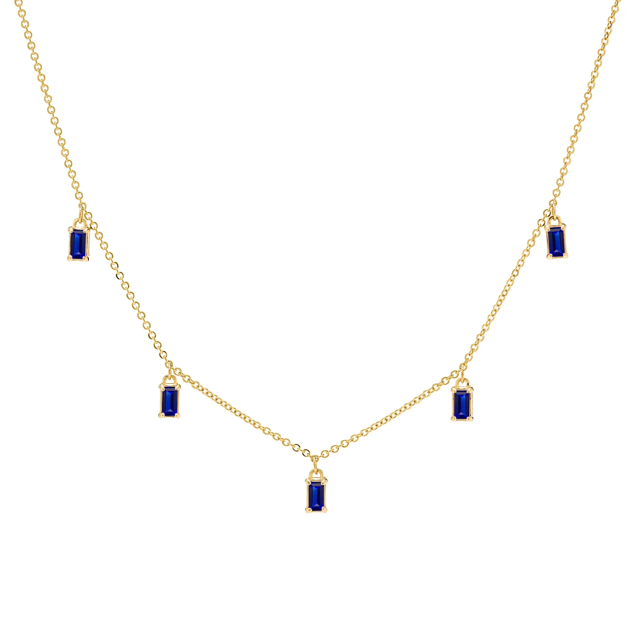 Providence 5 Sapphire Drop Necklace in 14k Gold (September) sold by Haverhill