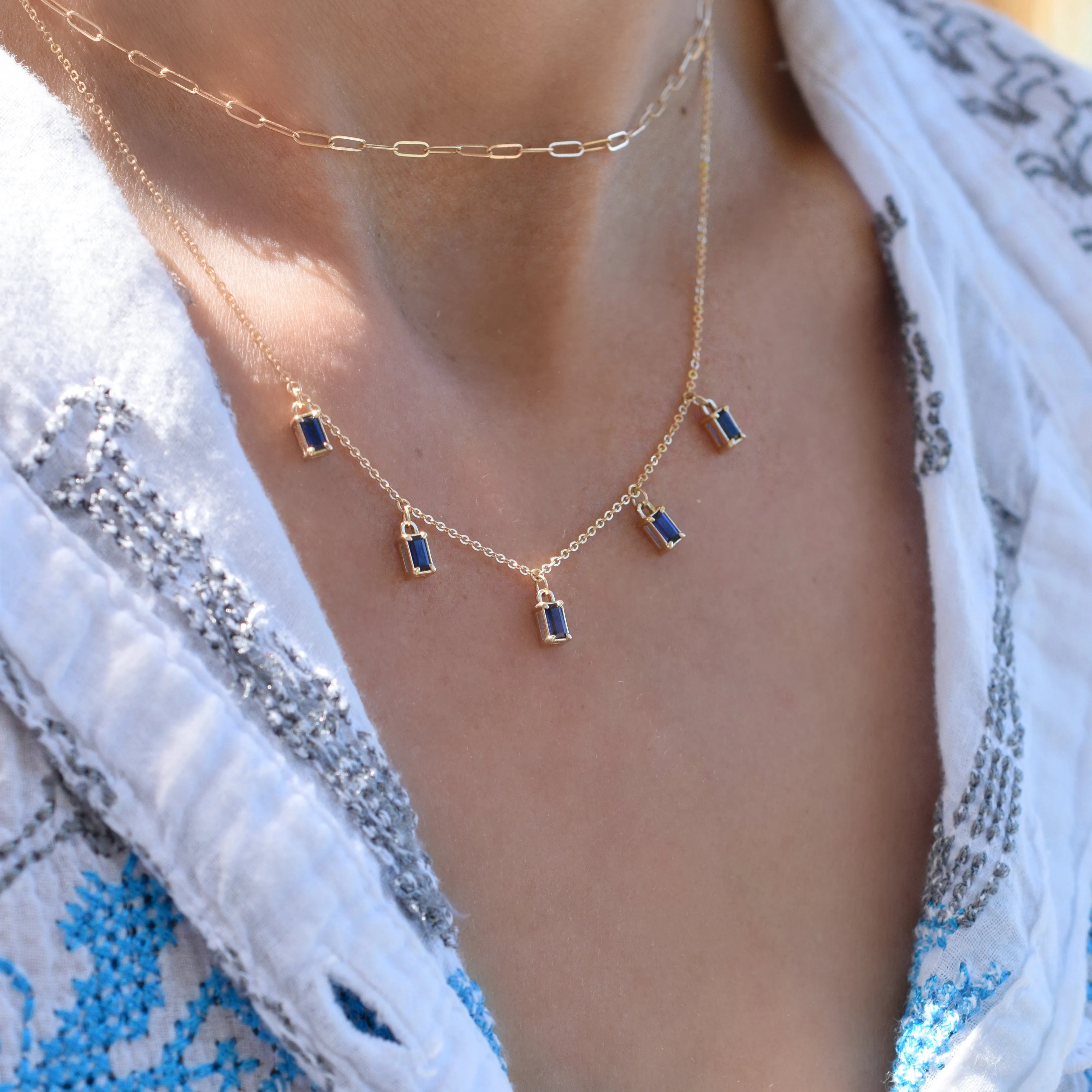 Providence 5 Sapphire Drop Necklace in 14k Gold (September) sold by Haverhill product image thumbnail 3