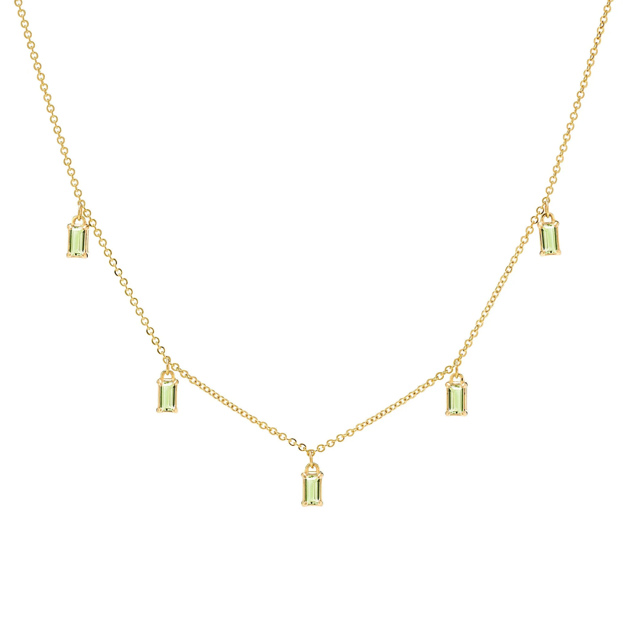 Providence 5 Peridot Drop Necklace in 14k Gold (August) sold by Haverhill