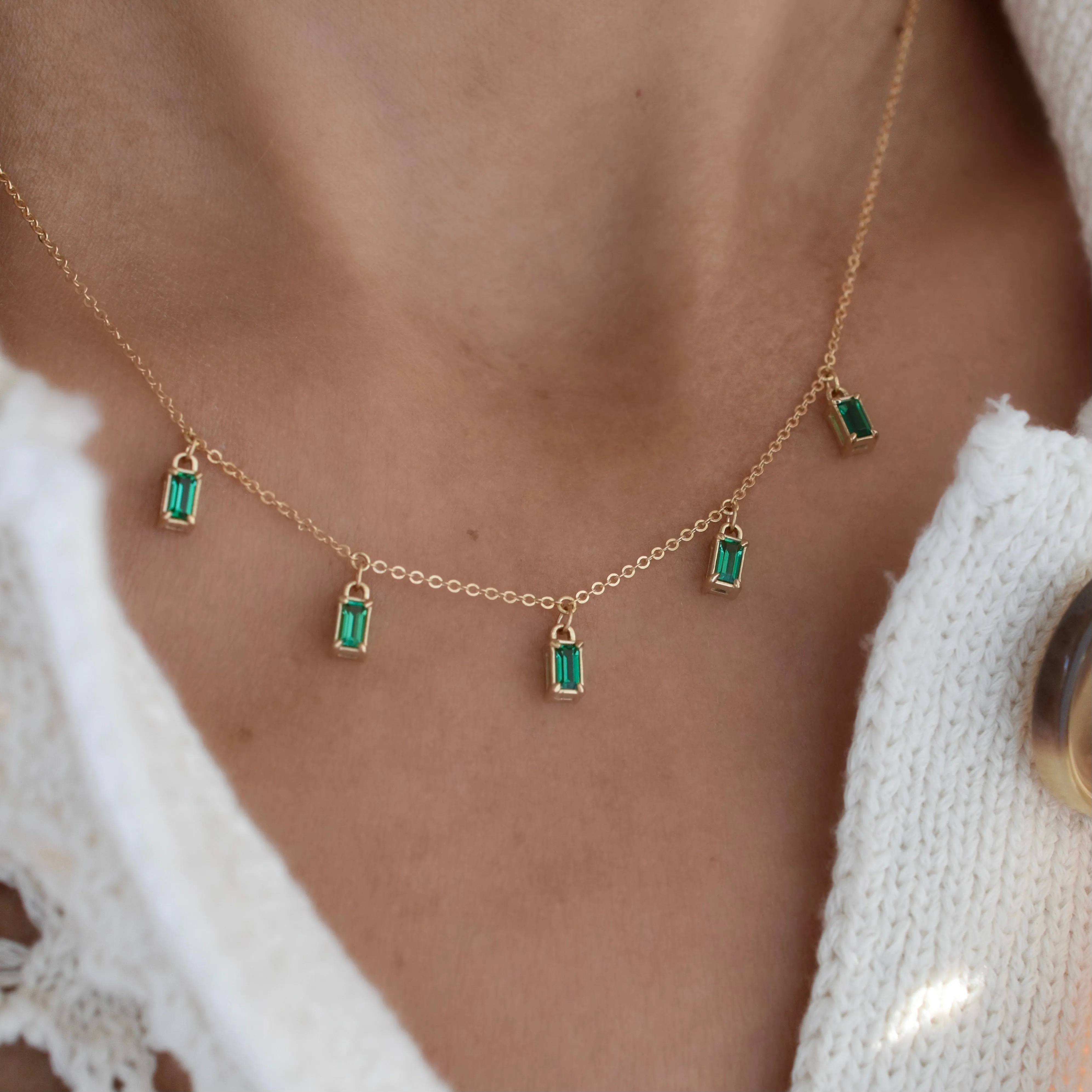 Providence 5 Emerald Drop Necklace in 14k Gold (May) sold by Haverhill product image thumbnail 3