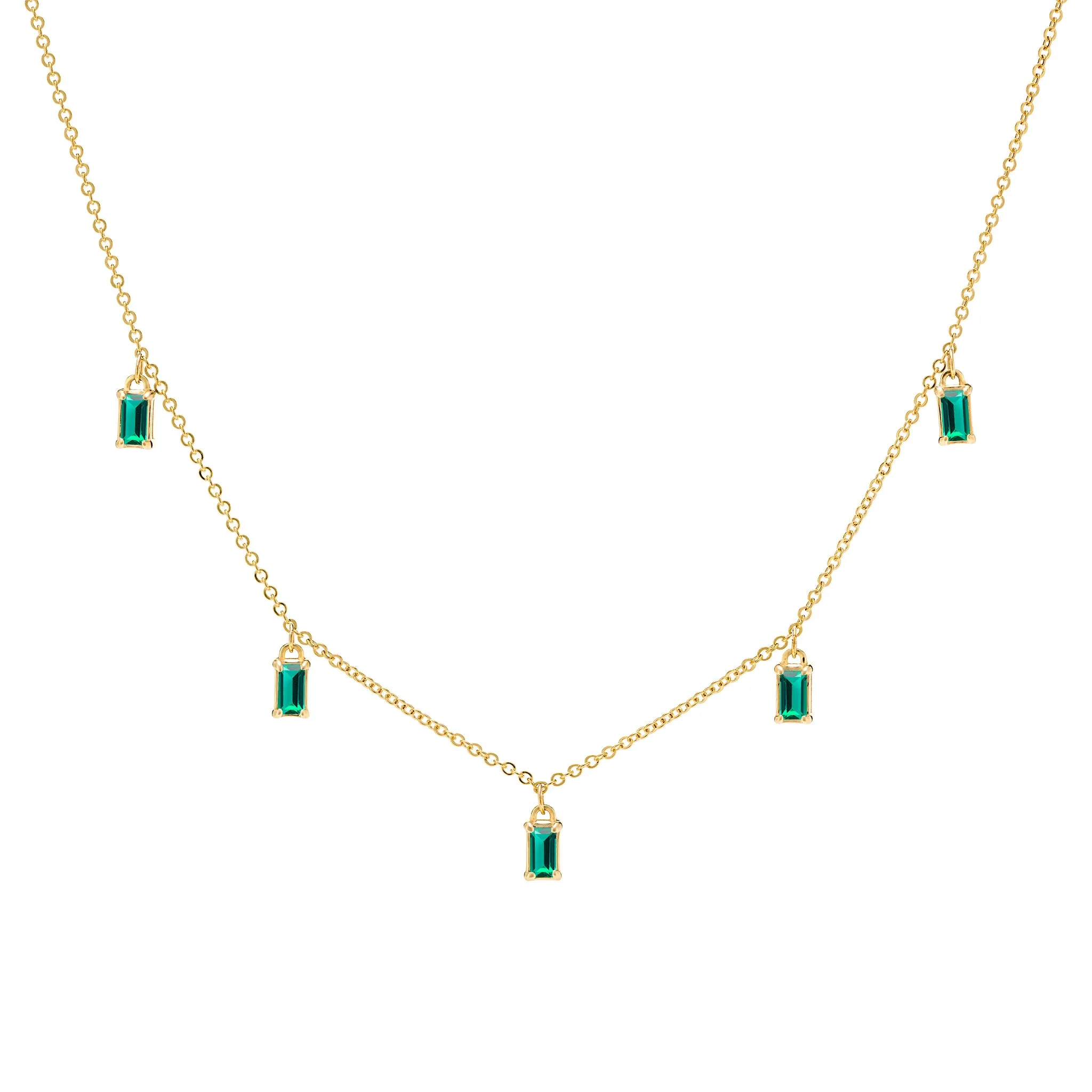 Providence 5 Emerald Drop Necklace in 14k Gold (May) sold by Haverhill