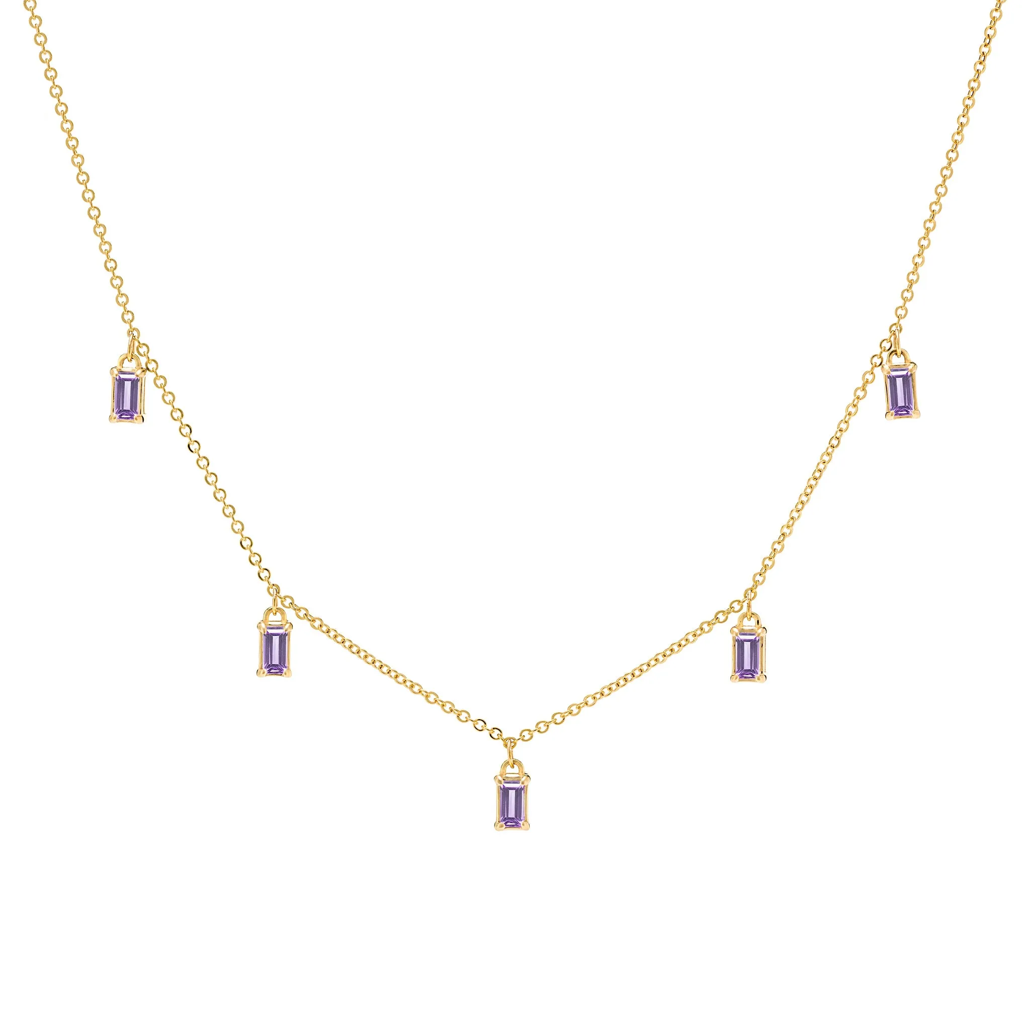 Providence 5 Amethyst Drop Necklace in 14k Gold (February) sold by Haverhill