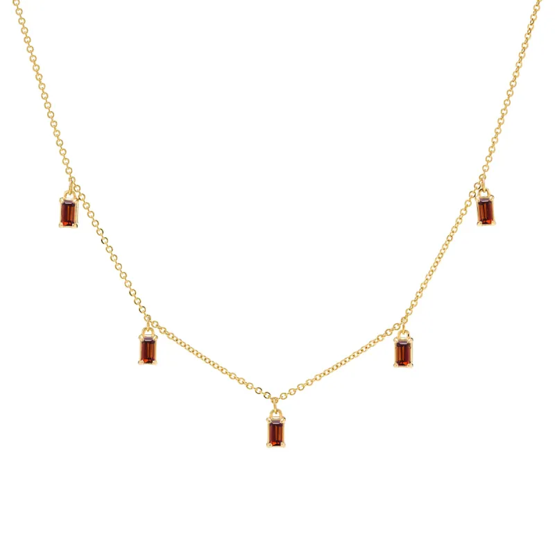 Providence 5 Garnet Drop Necklace in 14k Gold (January) sold by Haverhill