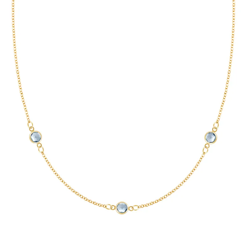Bayberry 3 Aquamarine Necklace in 14k Gold (March) sold by Haverhill
