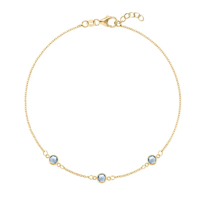 Bayberry 3 Aquamarine Bracelet in 14k Gold (March) sold by Haverhill