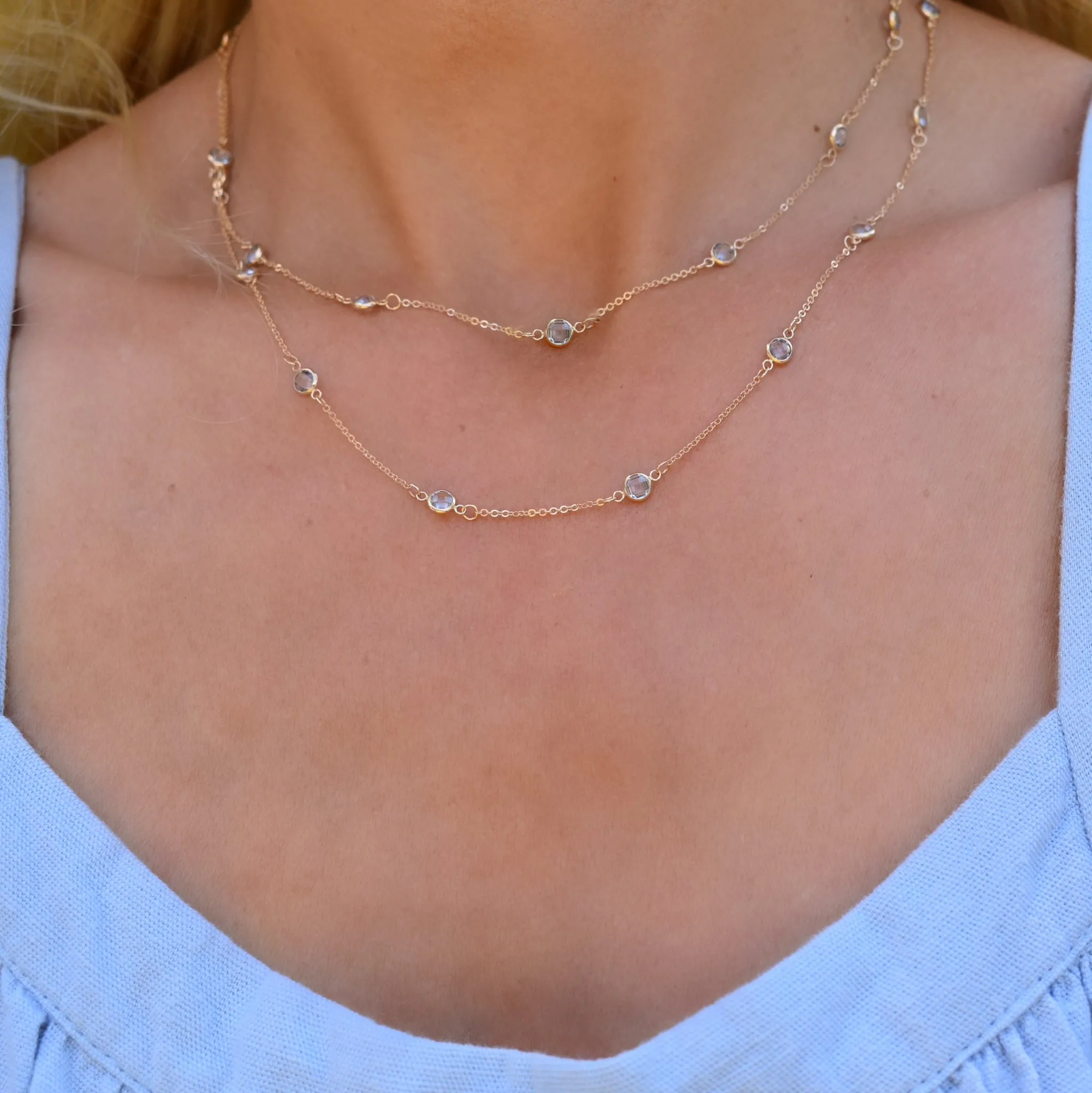 Bayberry Aquamarine Long Necklace in 14k Gold (March) sold by Haverhill product image thumbnail 3