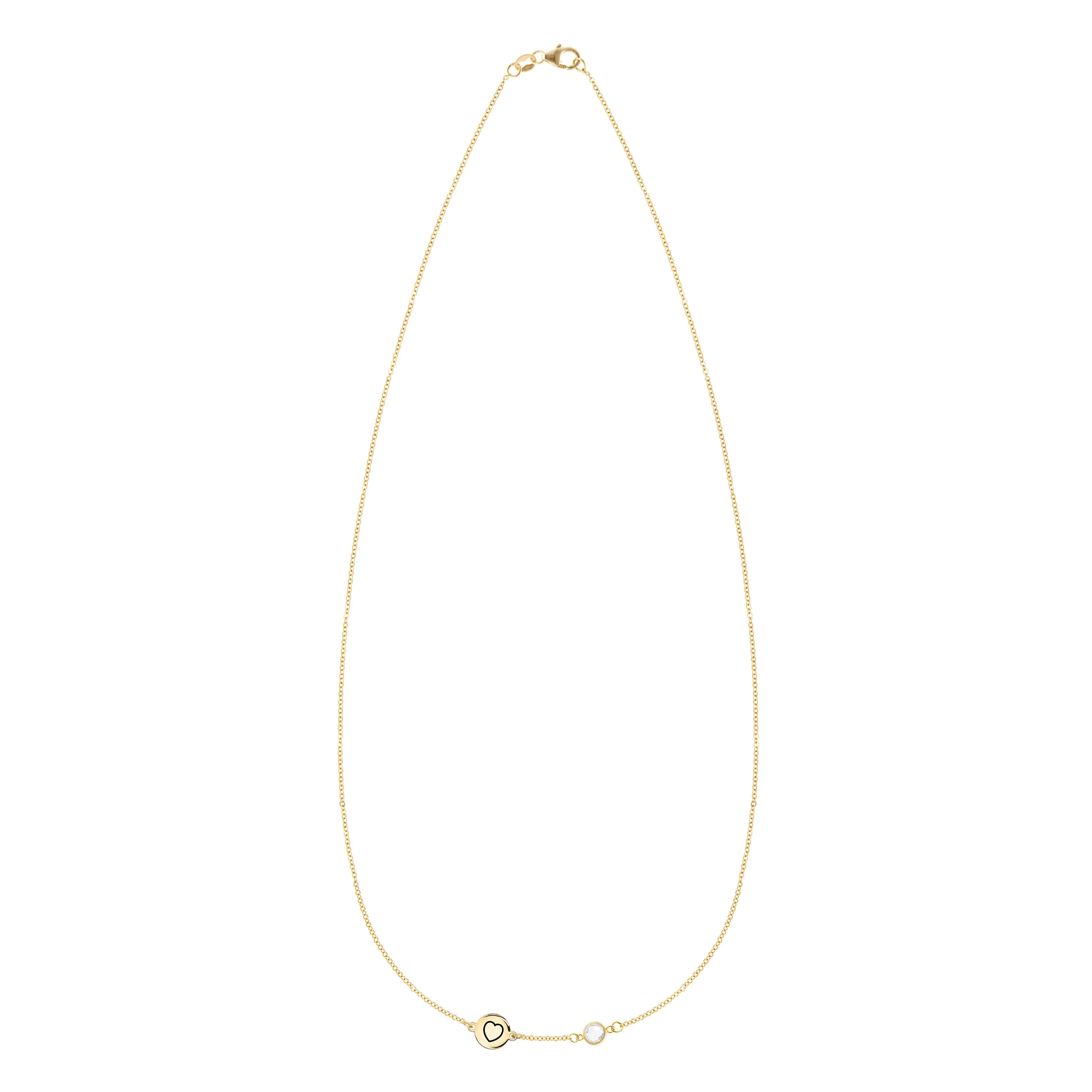Heart Disc & Petite 1 Birthstone Necklace in 14k Gold sold by Haverhill product image thumbnail 4