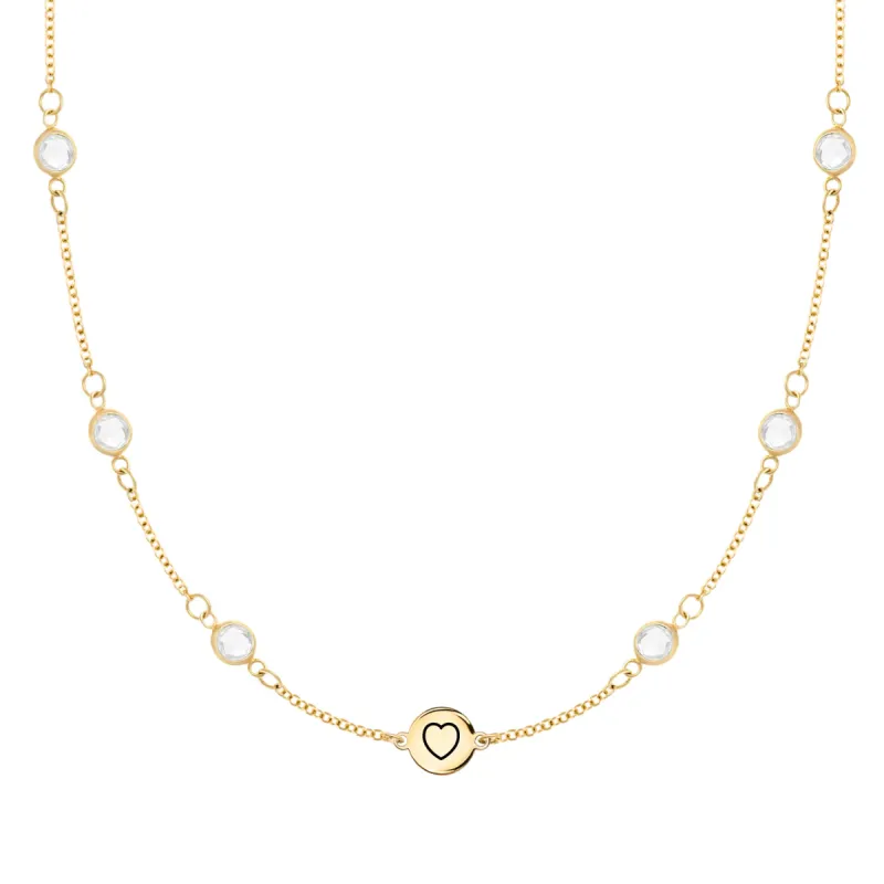 Heart Disc & Petite 6 Birthstone Necklace in 14k Gold sold by Haverhill