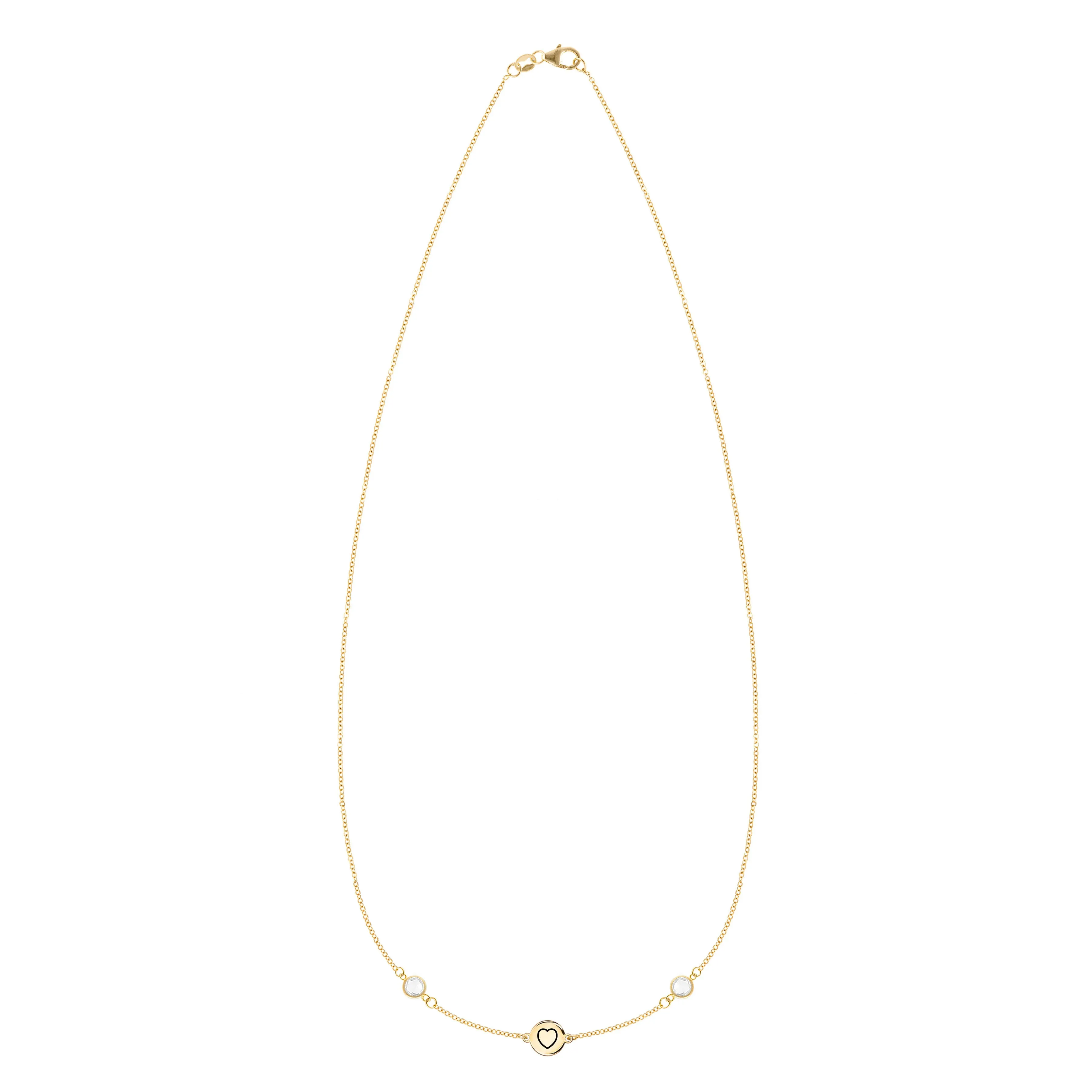 Heart Disc & Petite 2 Birthstone Necklace in 14k Gold (13 Link) sold by Haverhill product image thumbnail 4