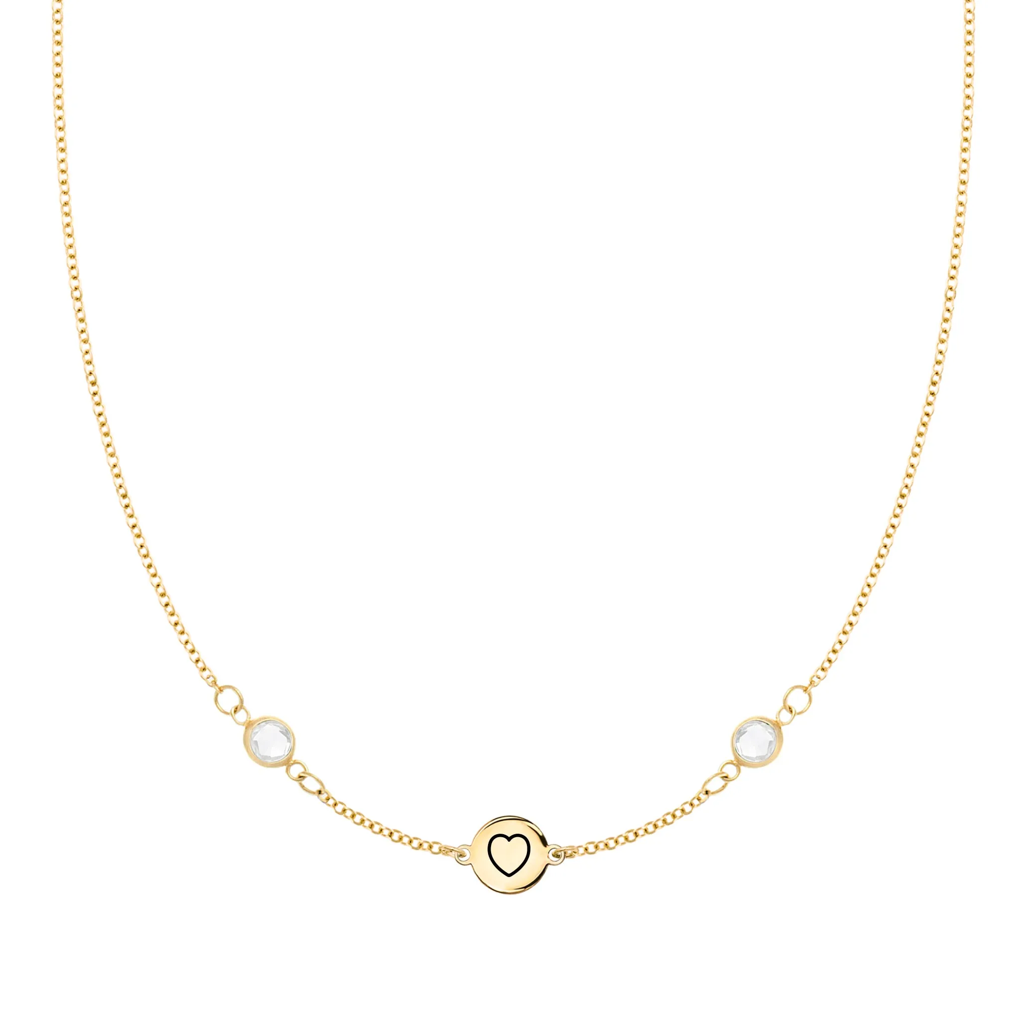Heart Disc & Petite 2 Birthstone Necklace in 14k Gold (13 Link) sold by Haverhill