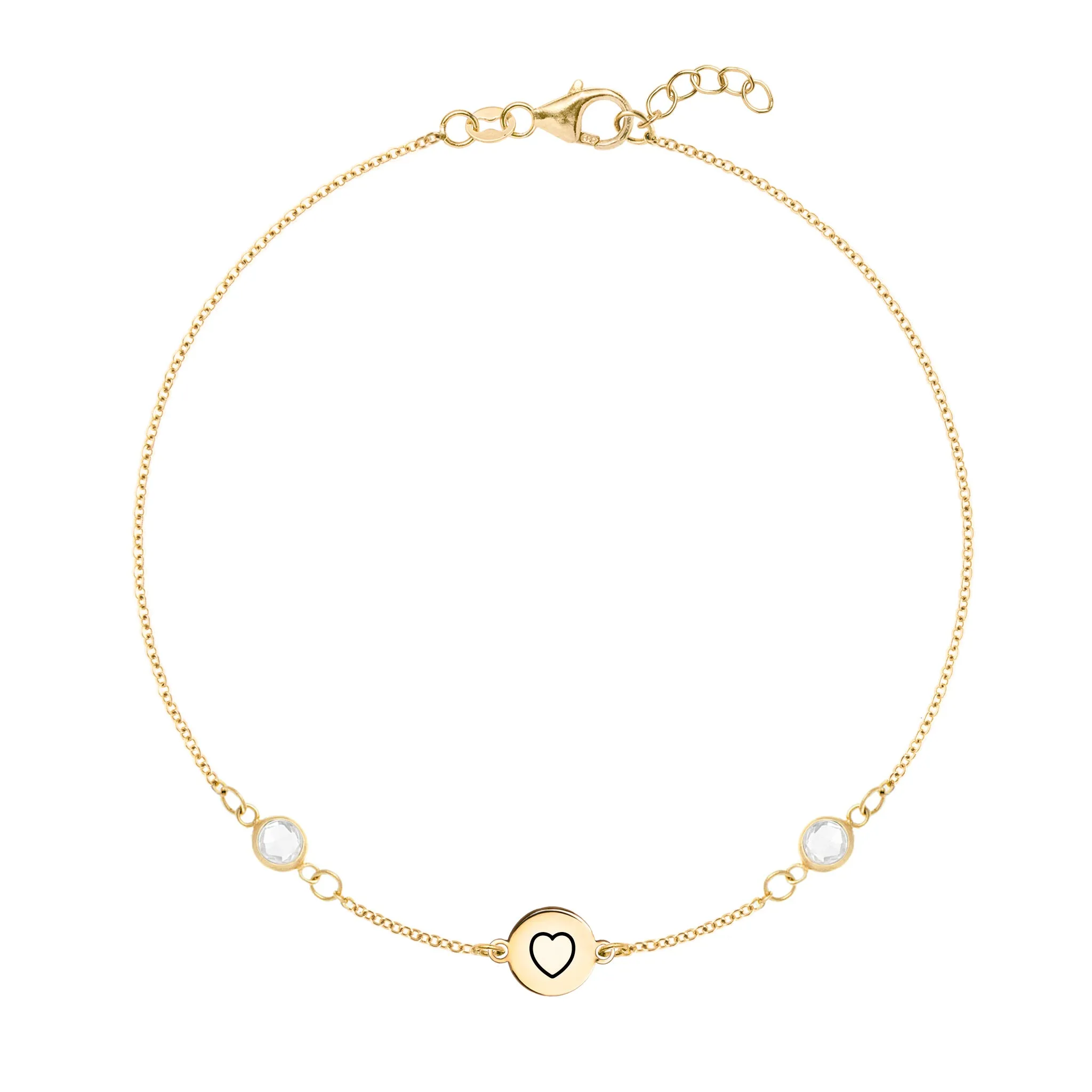 Heart Disc & Petite 2 Birthstone Bracelet in 14k Gold sold by Haverhill