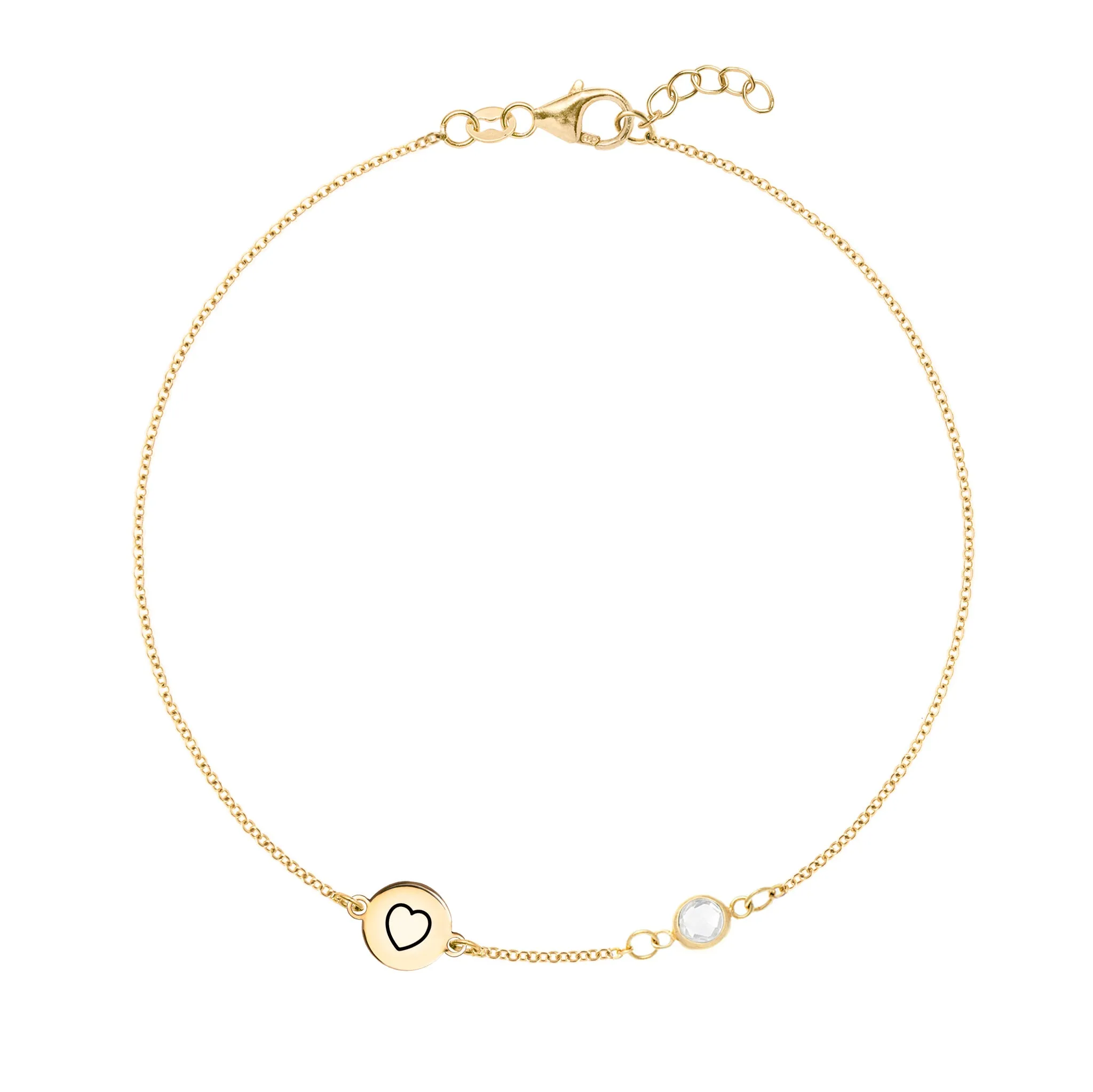 Heart Disc & Petite 1 Birthstone Bracelet in 14k Gold sold by Haverhill