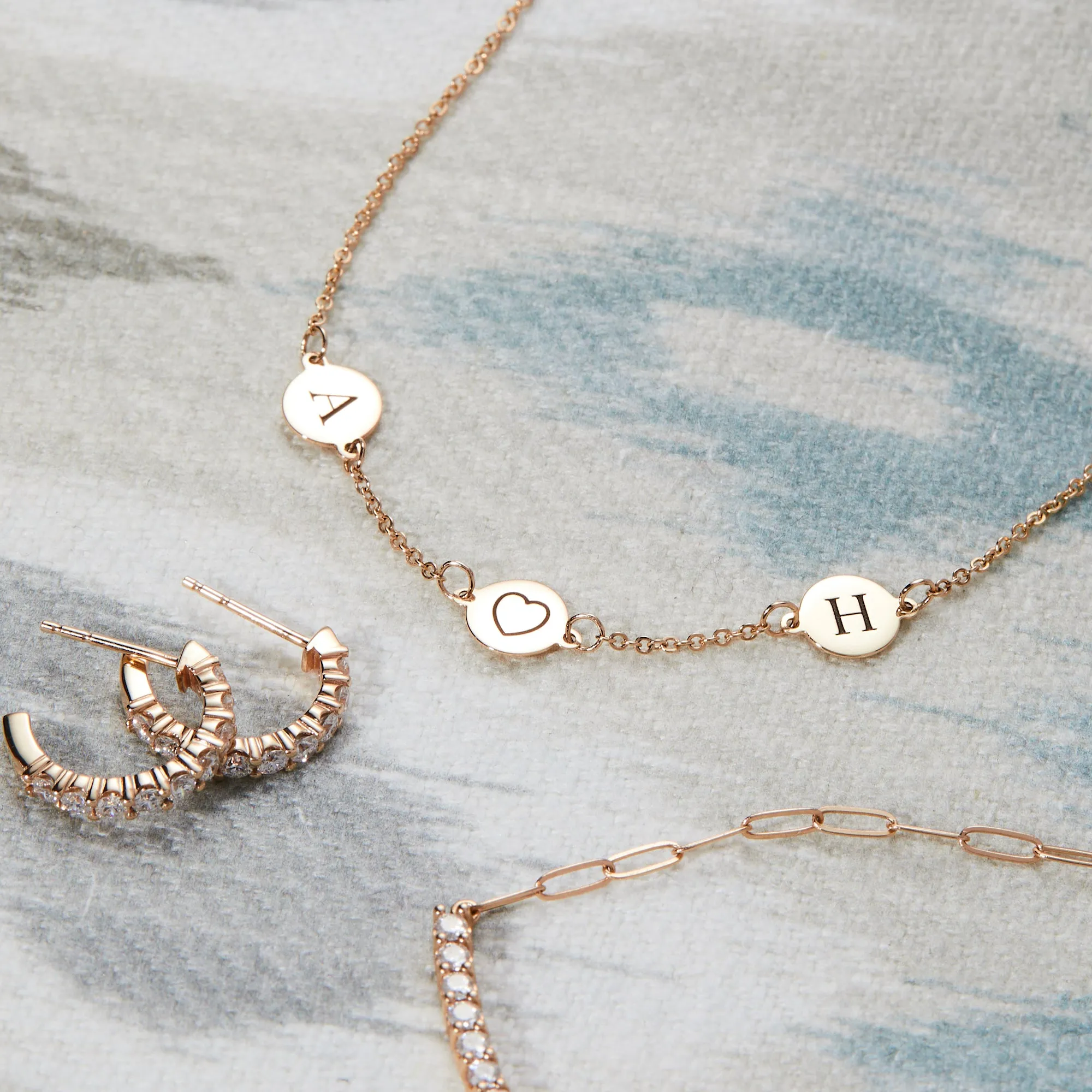 Heart Disc & 2 Letter Bracelet in 14k Gold sold by Haverhill product image thumbnail 3