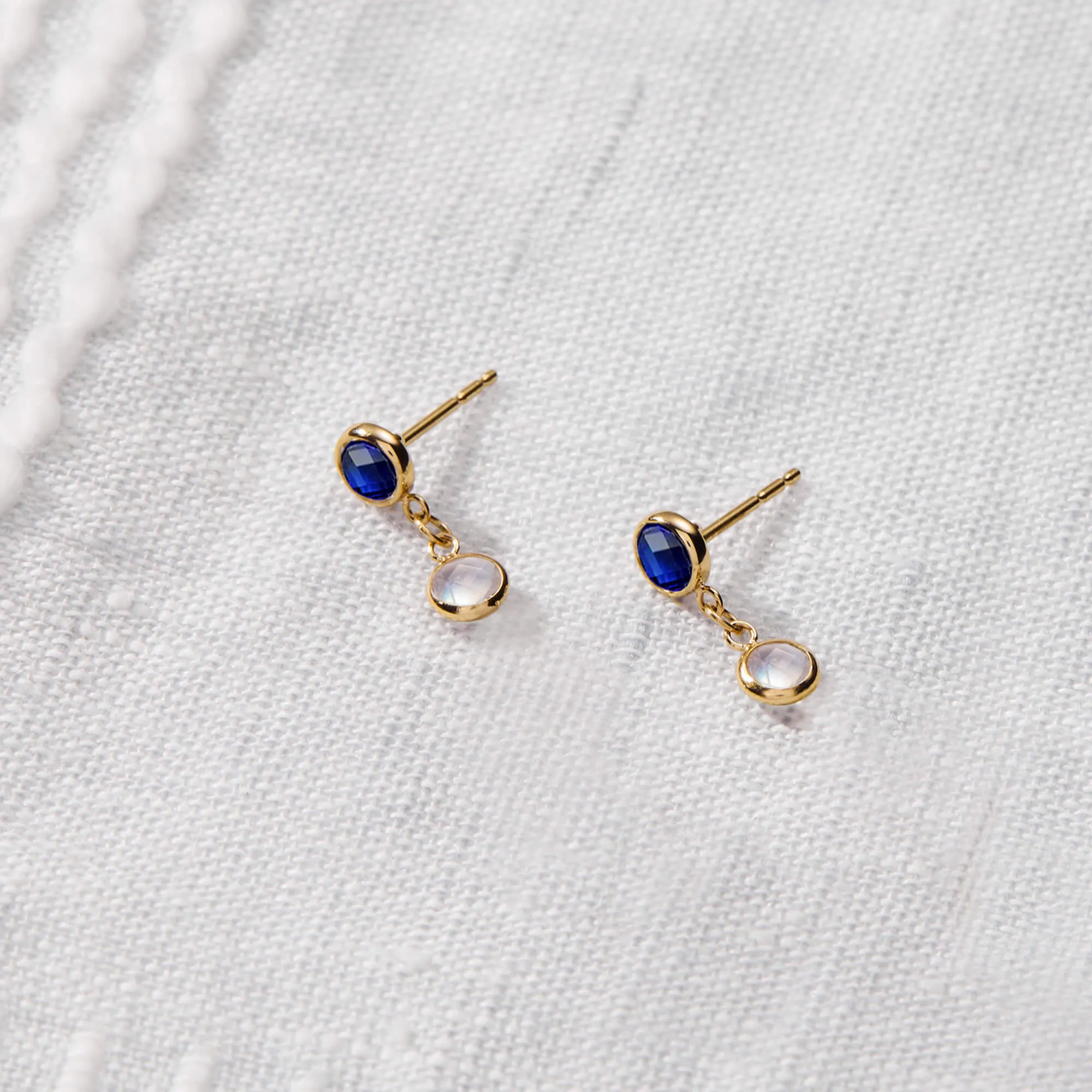 Petite 2 Birthstone Earrings in 14k Gold sold by Haverhill product image thumbnail 3