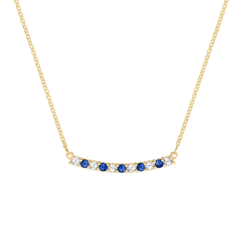 Rosecliff Diamond & Sapphire Bar Necklace in 14k Gold (September) sold by Haverhill