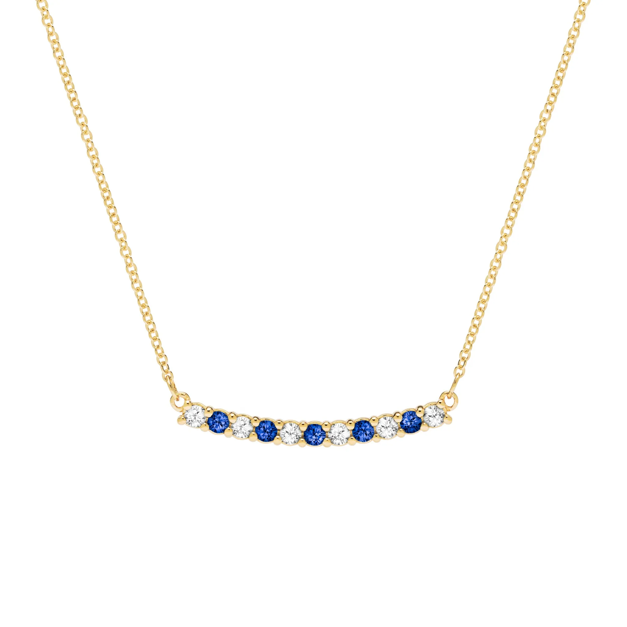 Rosecliff Diamond & Sapphire Bar Necklace in 14k Gold (September) sold by Haverhill
