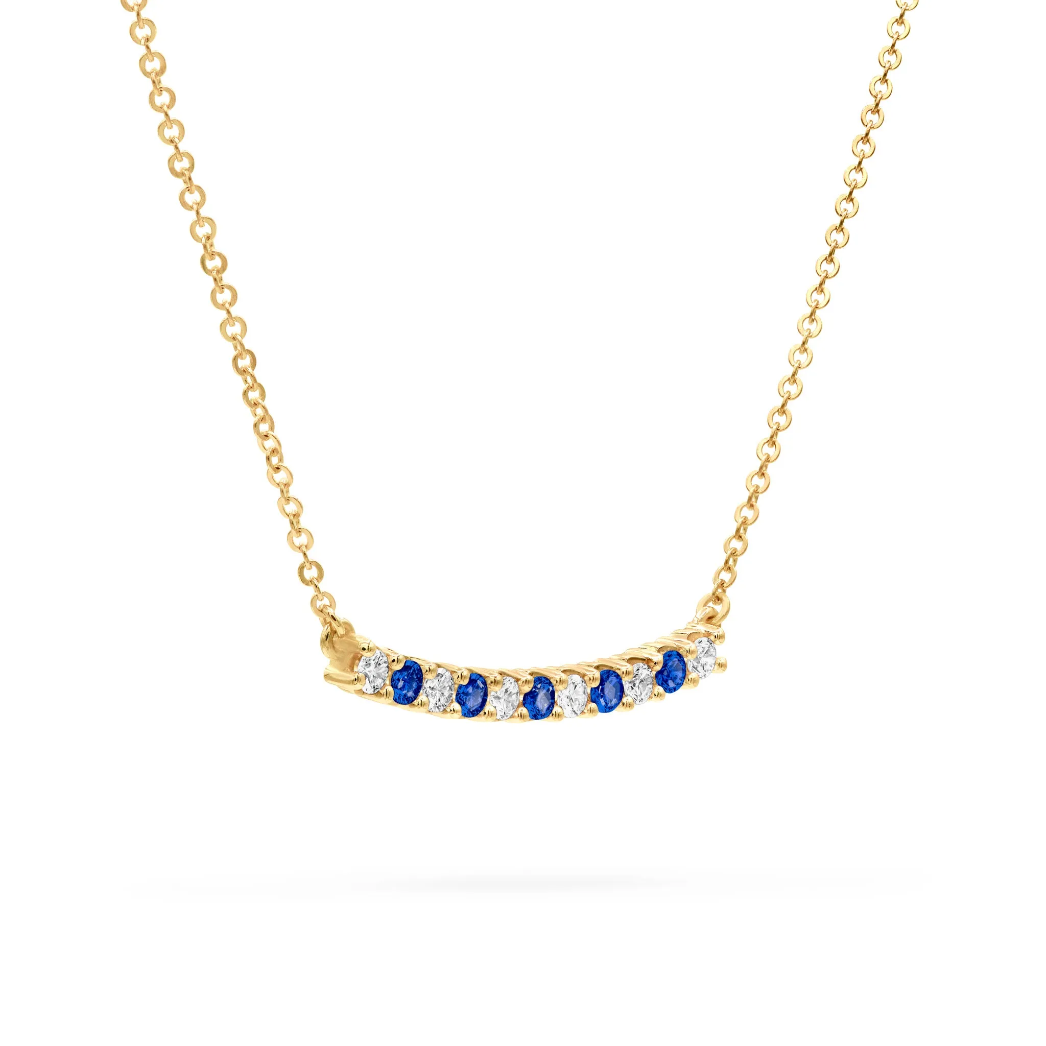 Rosecliff Diamond & Sapphire Bar Necklace in 14k Gold (September) sold by Haverhill product image thumbnail 4