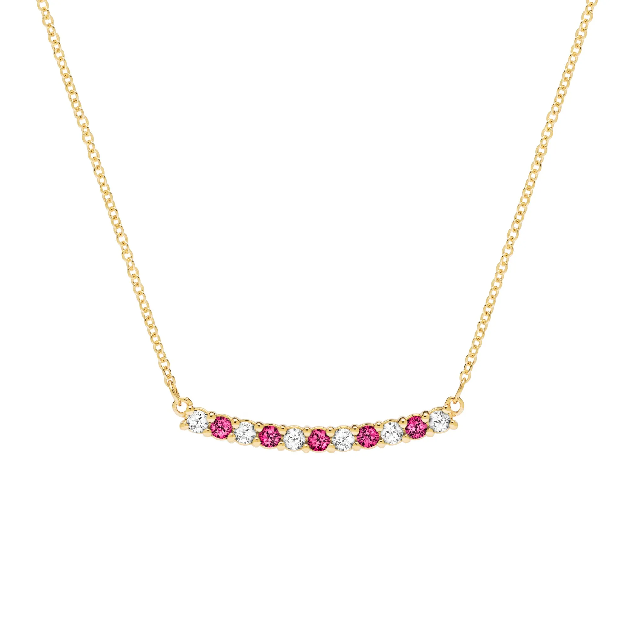 Rosecliff Diamond & Ruby Bar Necklace in 14k Gold (July) sold by Haverhill