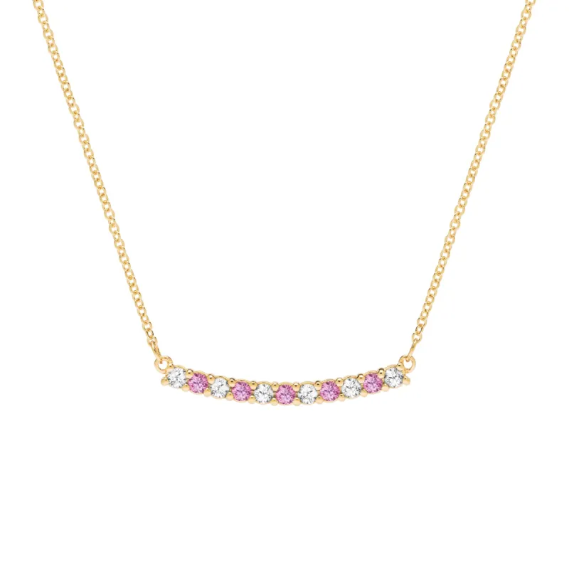 Rosecliff Diamond & Pink Sapphire Bar Necklace in 14k Gold (October) sold by Haverhill