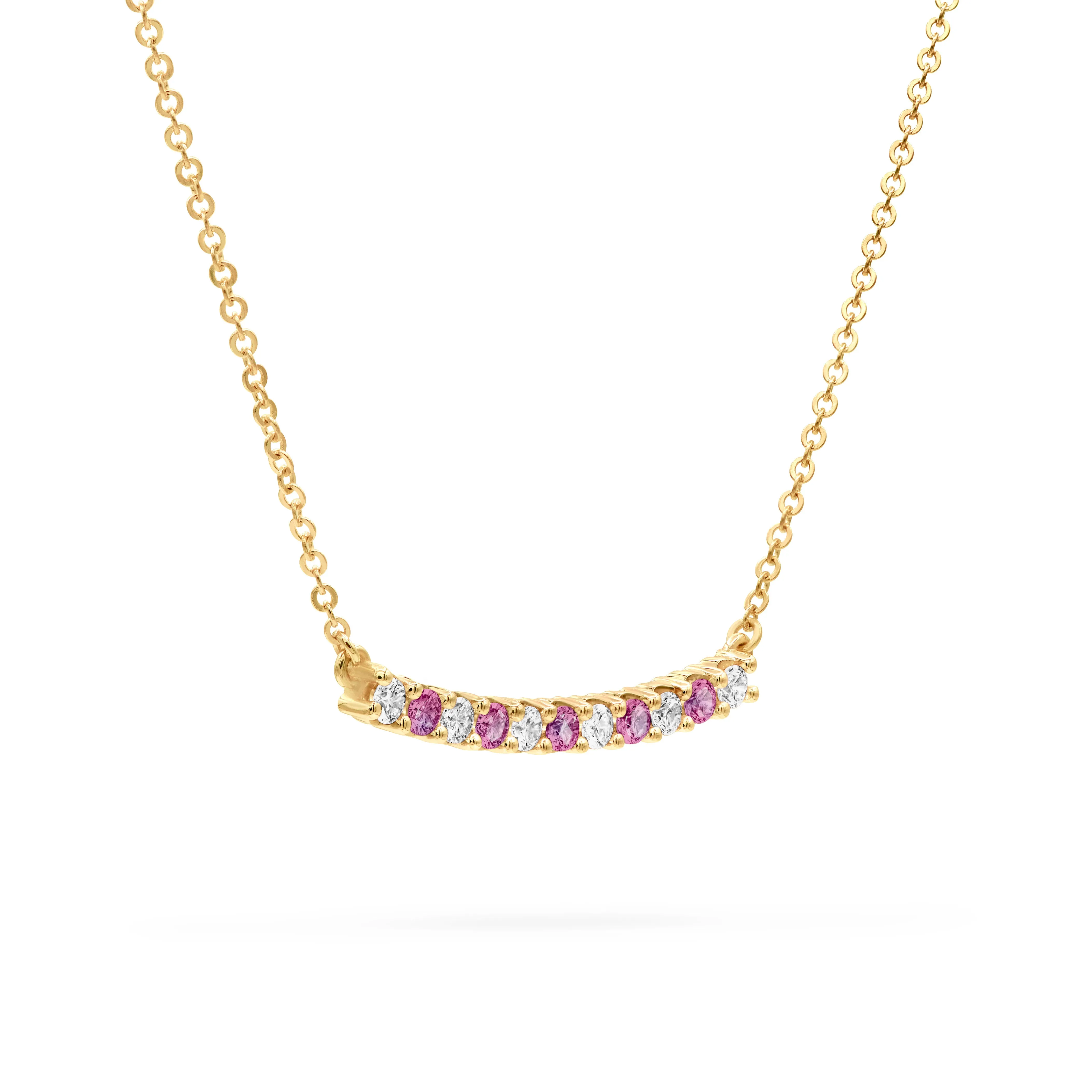 Rosecliff Diamond & Pink Sapphire Bar Necklace in 14k Gold (October) sold by Haverhill product image thumbnail 4