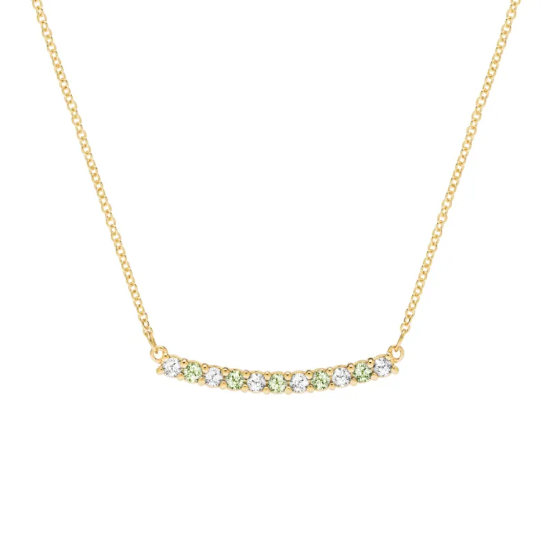 Rosecliff Diamond & Peridot Bar Necklace in 14k Gold (August) sold by Haverhill
