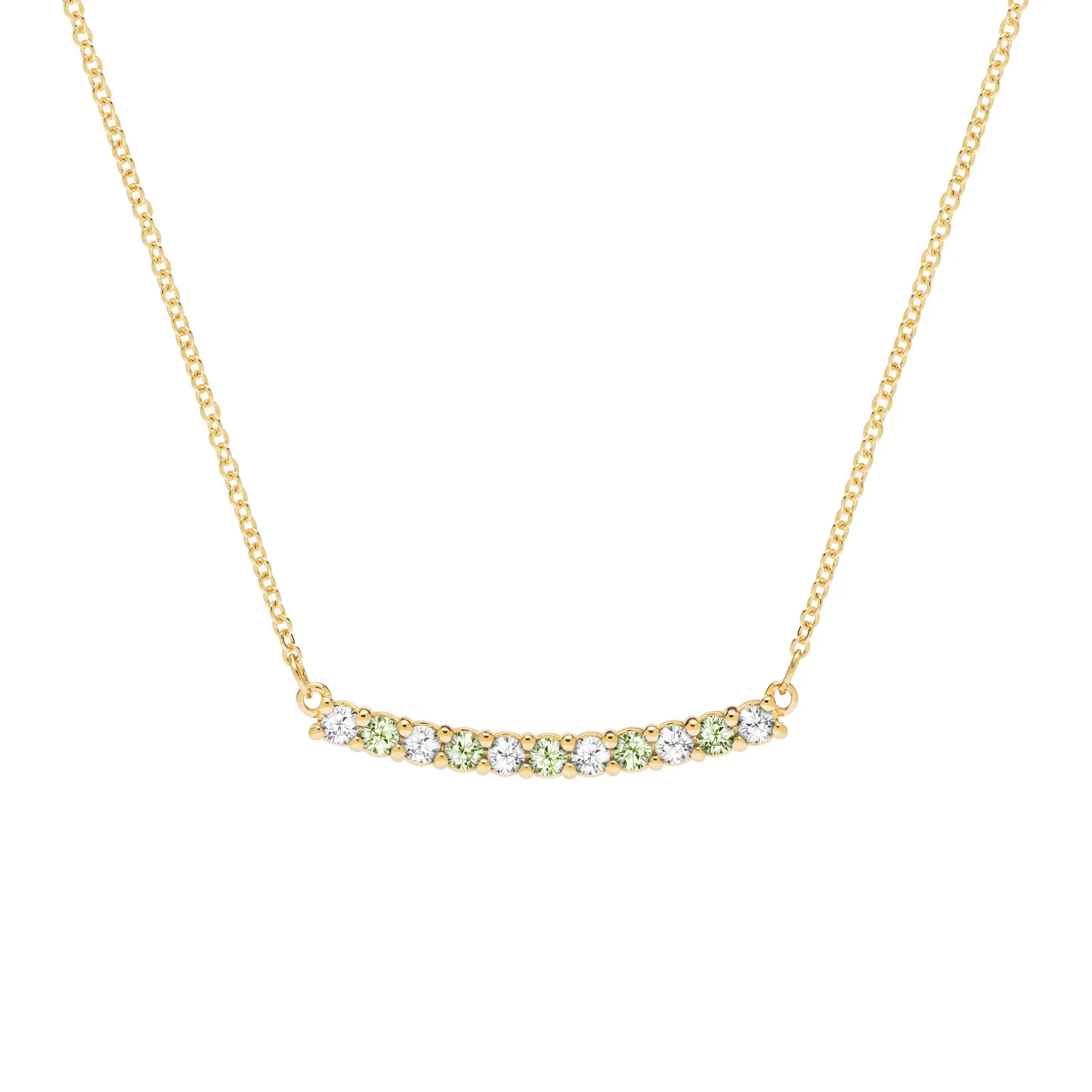 Rosecliff Diamond & Peridot Bar Necklace in 14k Gold (August) sold by Haverhill