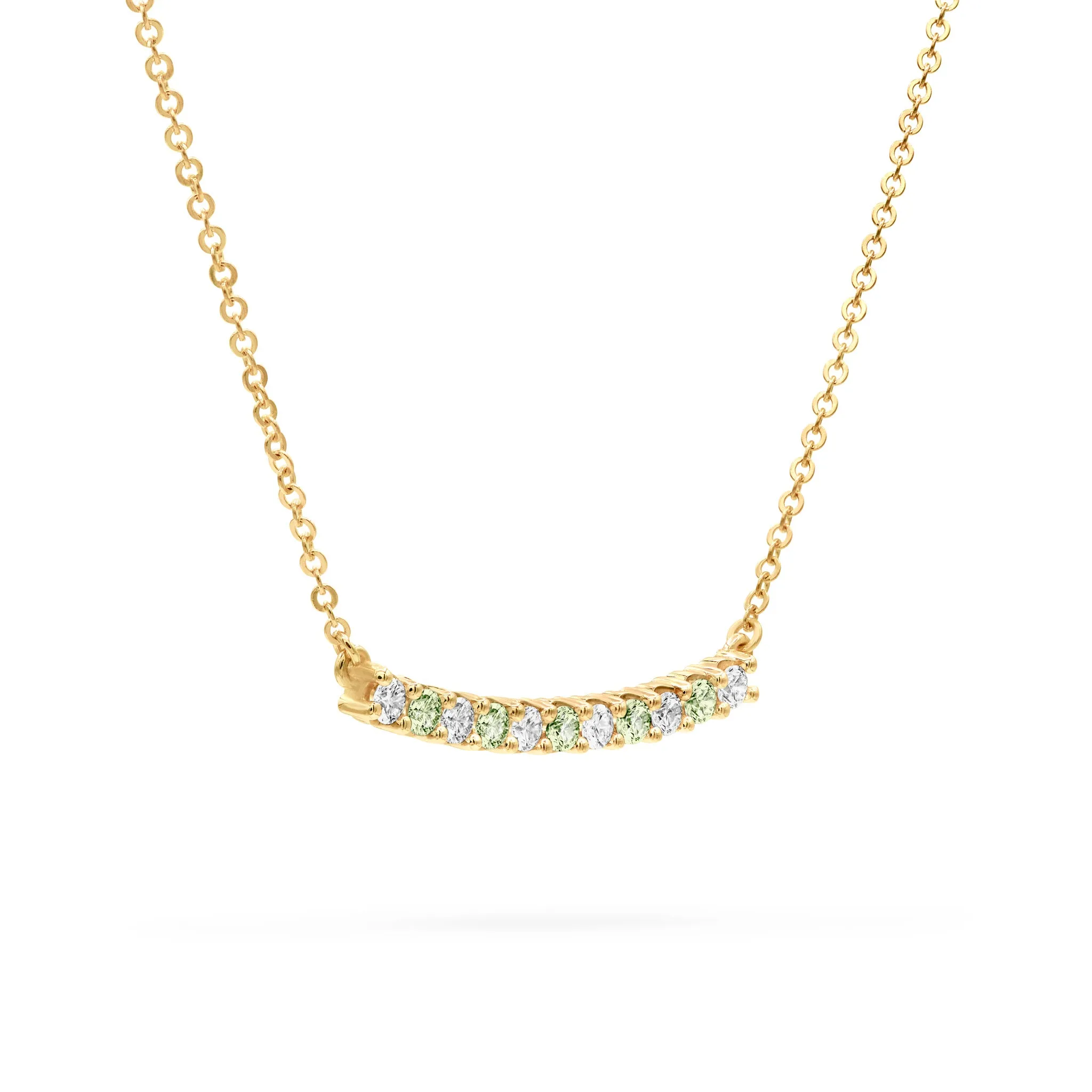 Rosecliff Diamond & Peridot Bar Necklace in 14k Gold (August) sold by Haverhill product image thumbnail 4