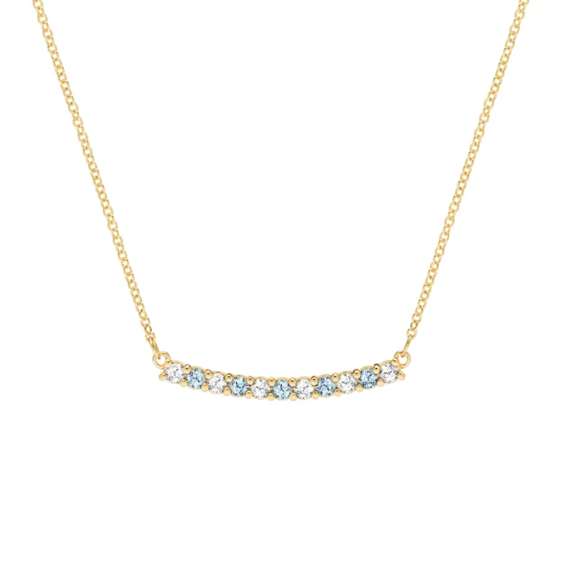 Rosecliff Diamond & Nantucket Blue Topaz Bar Necklace in 14k Gold (December) sold by Haverhill