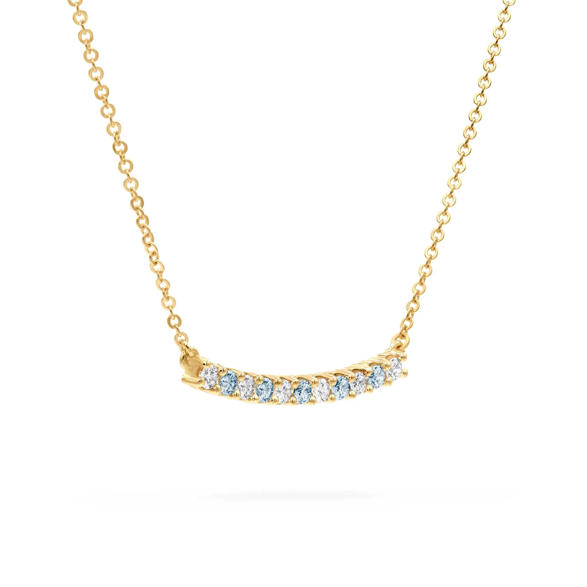 Rosecliff Diamond & Nantucket Blue Topaz Bar Necklace in 14k Gold (December) sold by Haverhill product image thumbnail 4