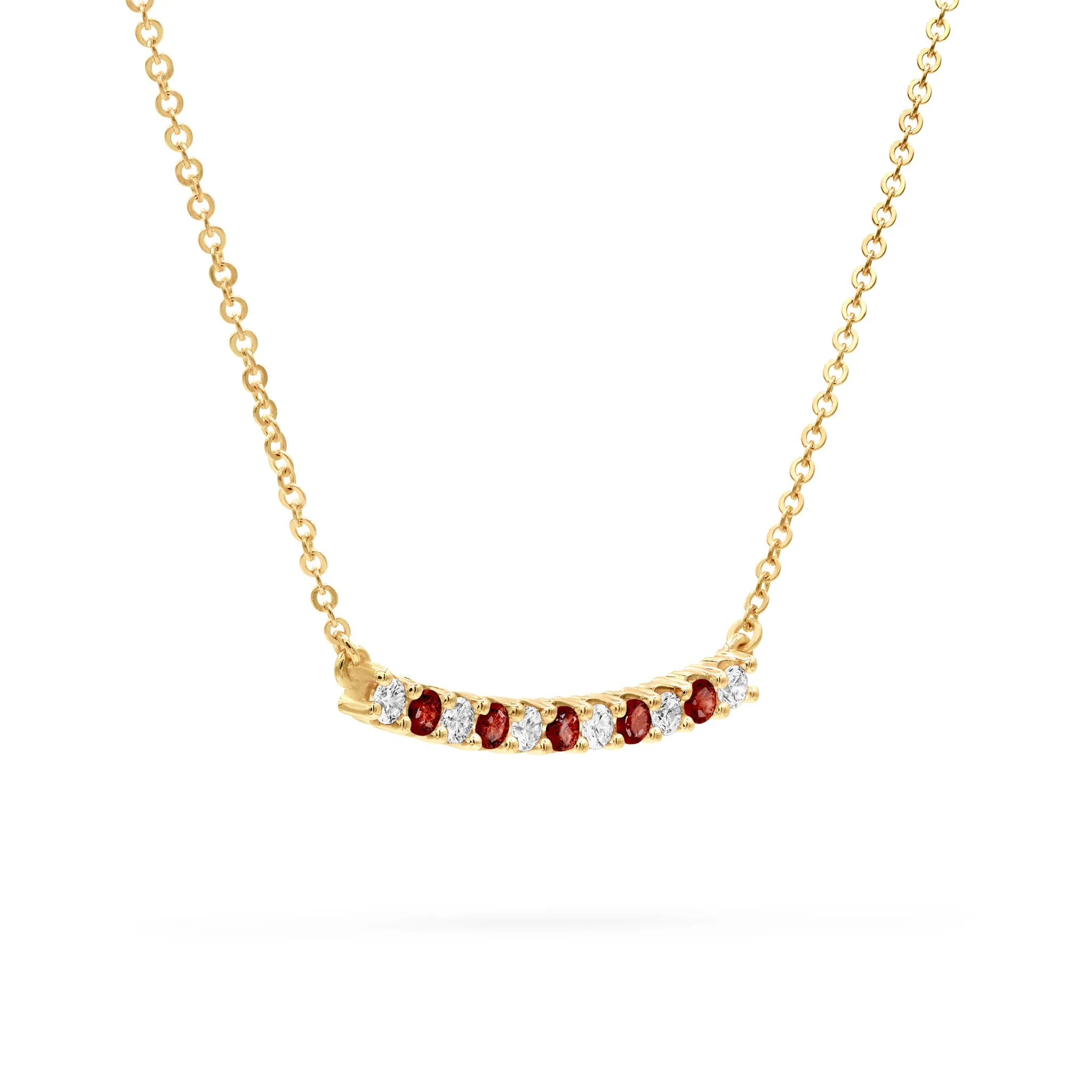Rosecliff Diamond & Garnet Bar Necklace in 14k Gold (January) sold by Haverhill product image thumbnail 4