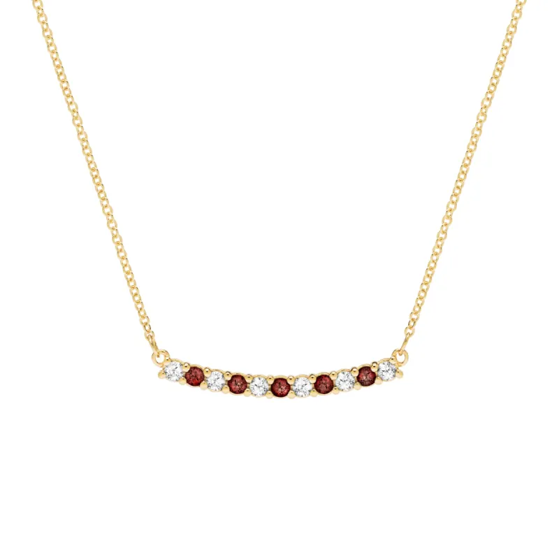 Rosecliff Diamond & Garnet Bar Necklace in 14k Gold (January) sold by Haverhill