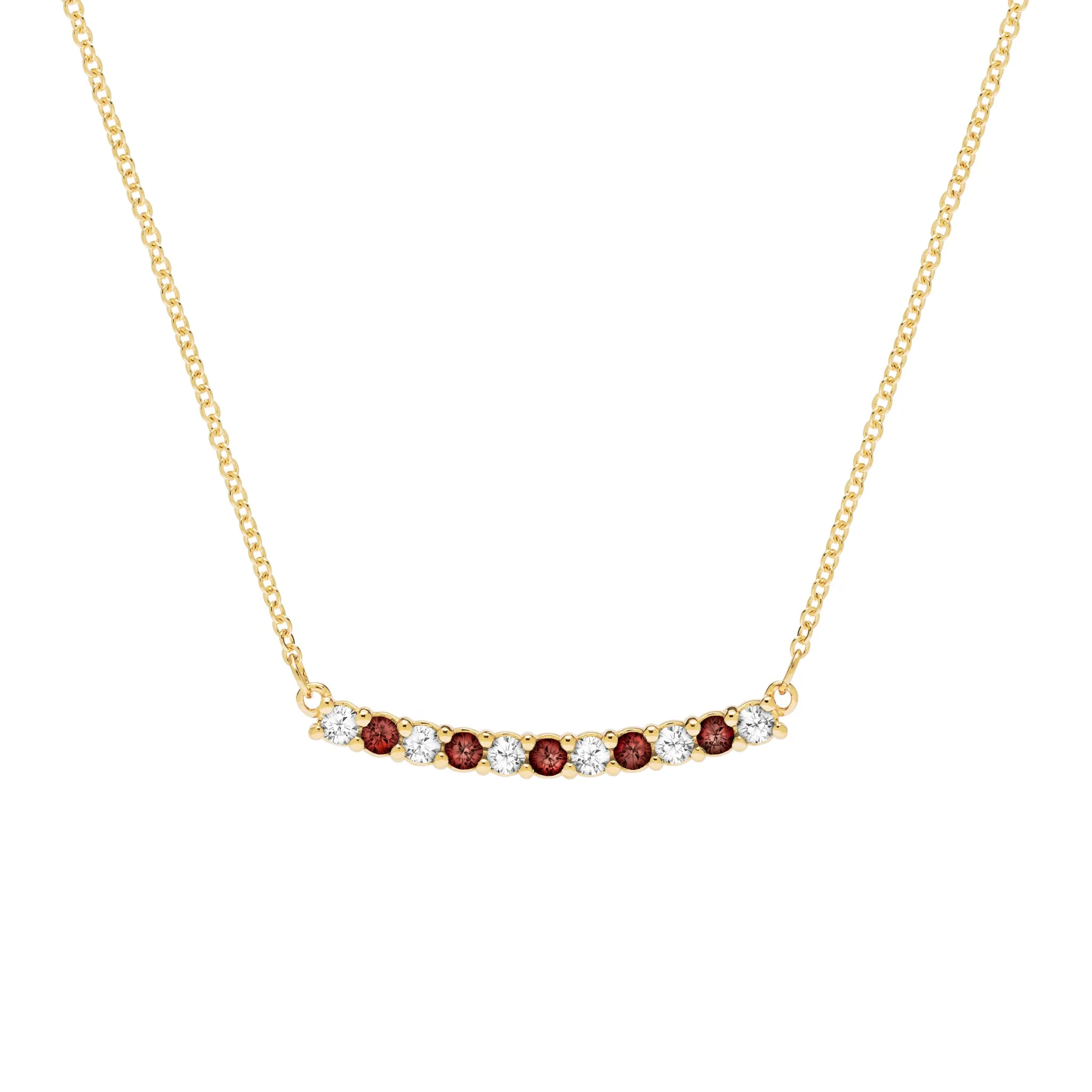 Rosecliff Diamond & Garnet Bar Necklace in 14k Gold (January) sold by Haverhill
