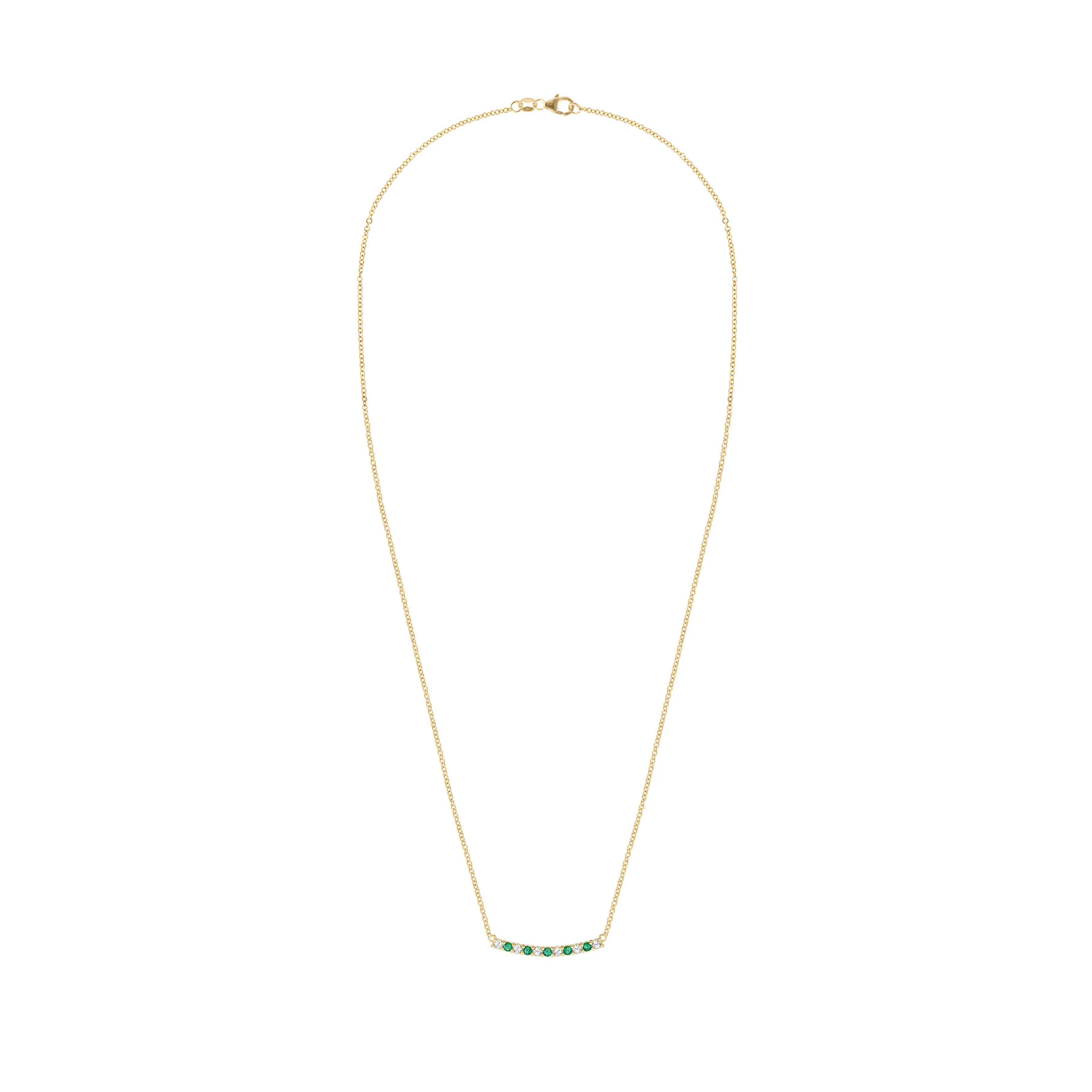 Rosecliff Diamond & Emerald Bar Necklace in 14k Gold (May) sold by Haverhill product image thumbnail 5